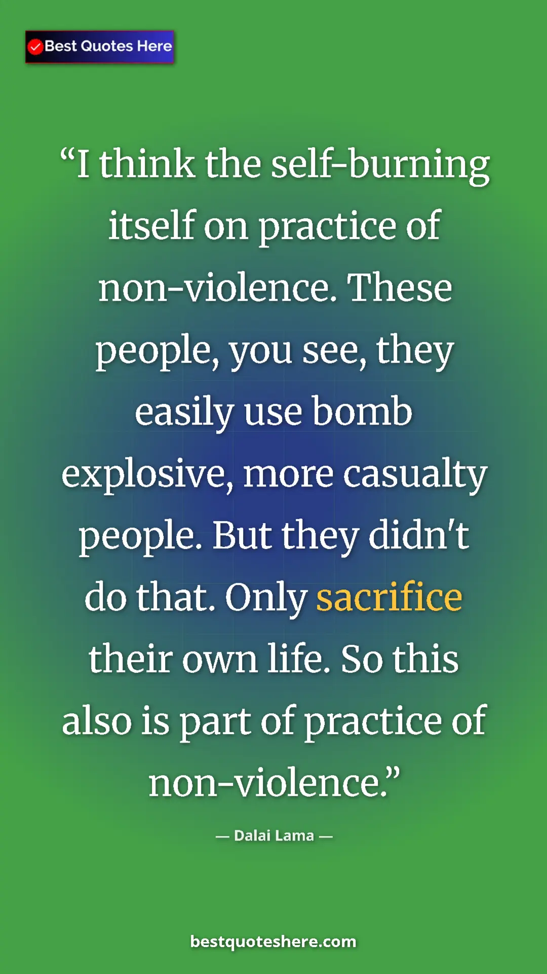 Pinterest quote poster by Dalai Lama: "I think the self-burning itself on practice of..."