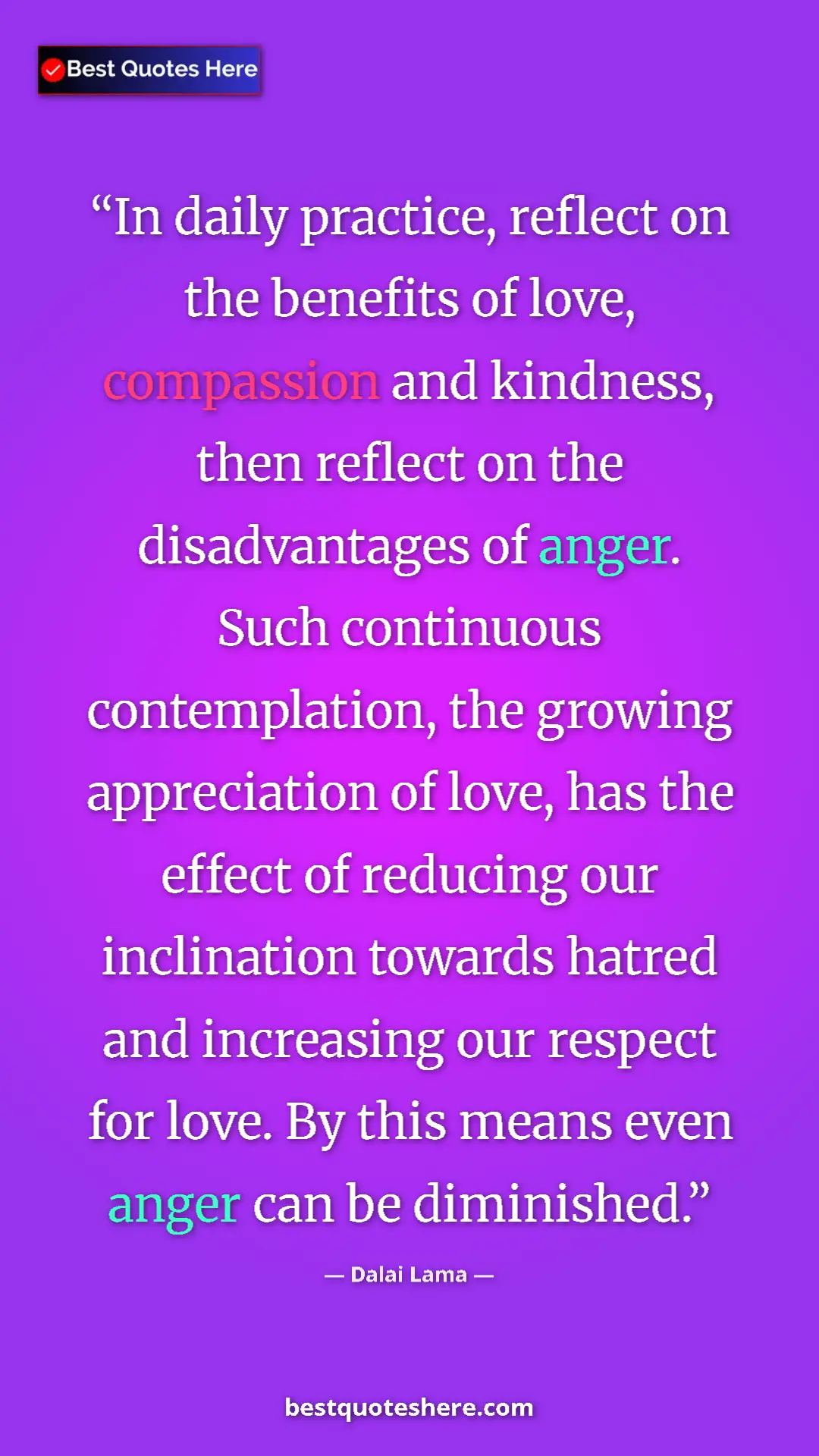 Dalai Lama Quote Card: "In daily practice, reflect on the benefits of love,..." Pinterest quote poster by Dalai Lama: "In daily practice, reflect on the benefits of love,..."