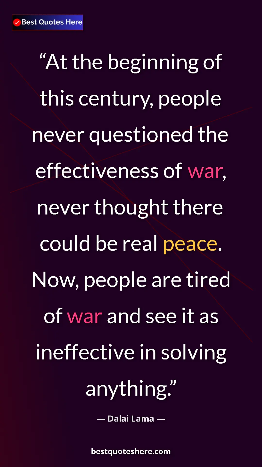 Dalai Lama Quote Card: "At the beginning of this century, people never questioned..." Pinterest quote poster by Dalai Lama: "At the beginning of this century, people never questioned..."