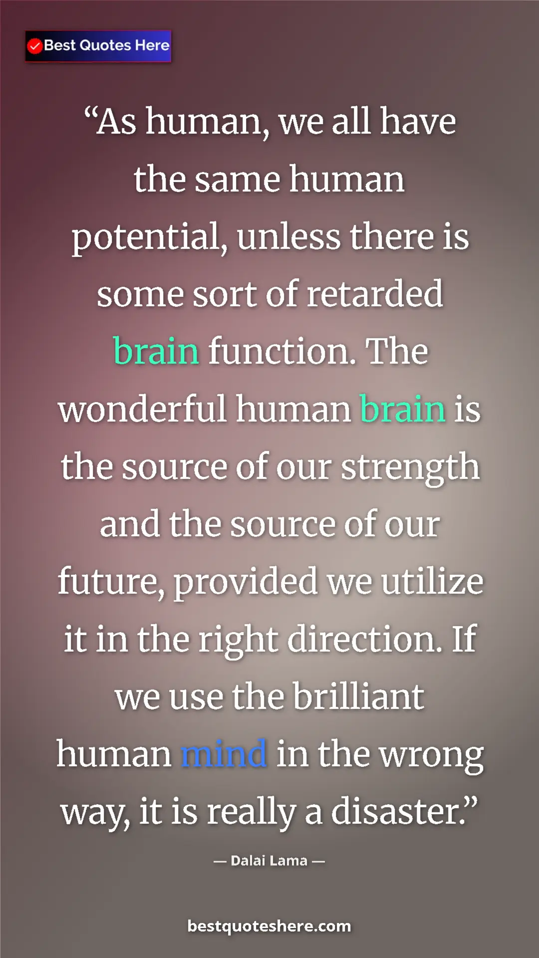 Dalai Lama Quote Card: "As human, we all have the same human potential, unless..." Pinterest quote poster by Dalai Lama: "As human, we all have the same human potential, unless..."