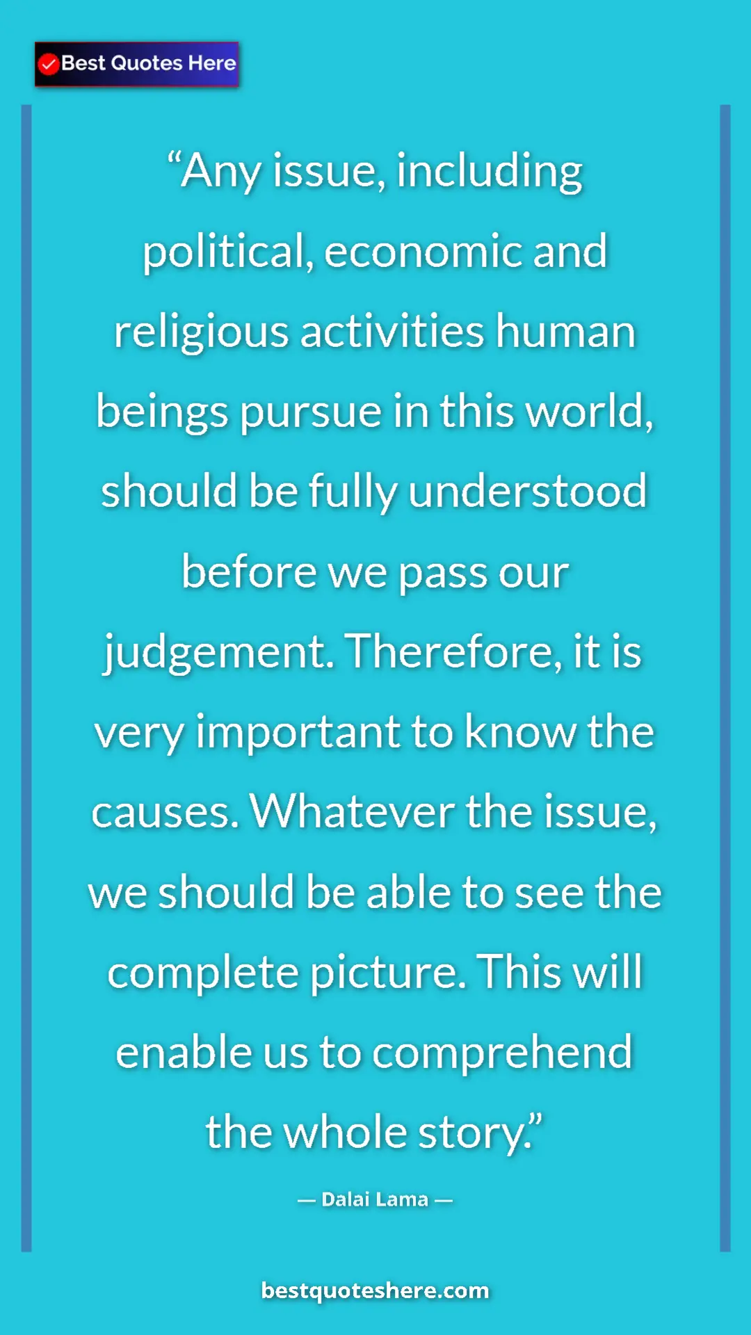 Dalai Lama Quote Card: "Any issue, including political, economic and religious..." Pinterest quote poster by Dalai Lama: "Any issue, including political, economic and religious..."