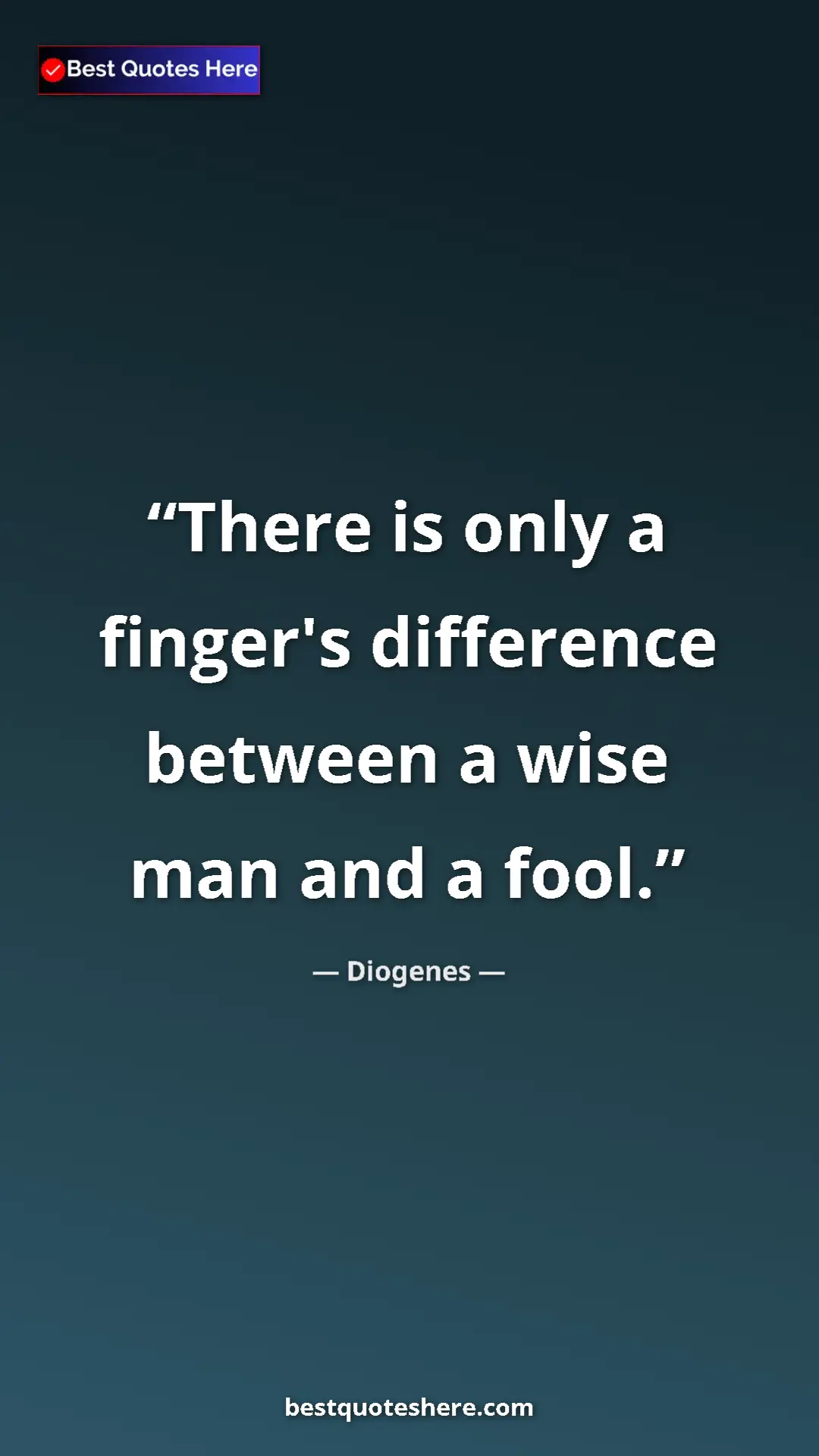 Pinterest quote poster by Diogenes: "There is only a finger's difference between a wise man and..."