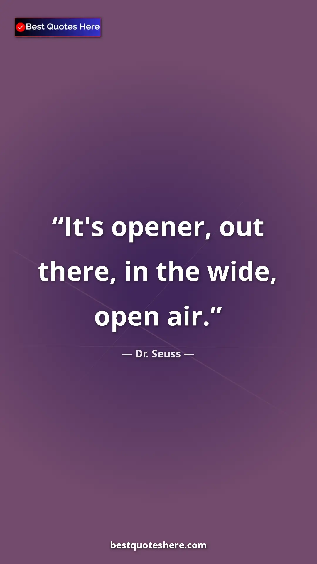 Pinterest quote poster by Dr. Seuss: "It's opener, out there, in the wide, open air."