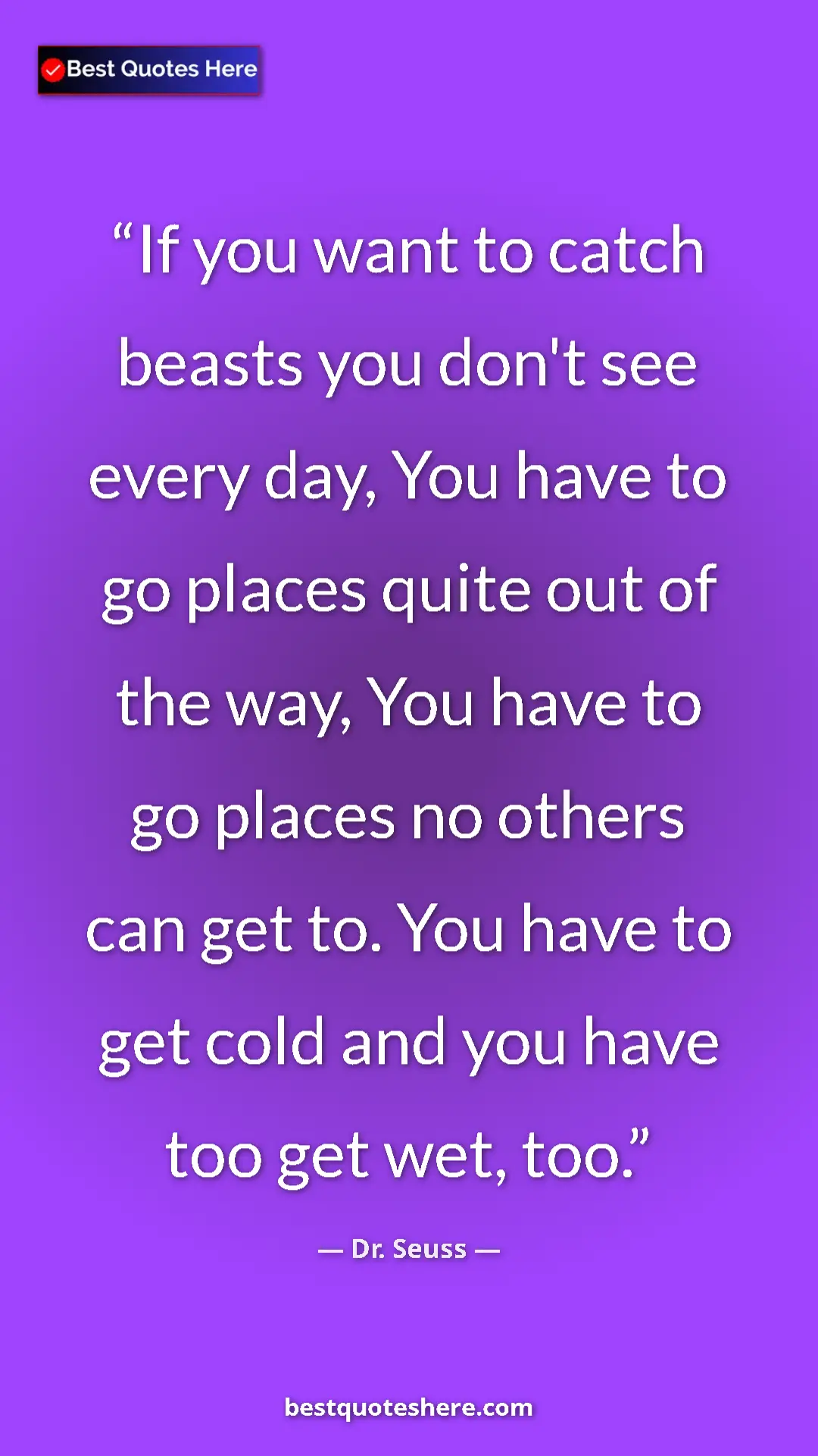 Pinterest quote poster by Dr. Seuss: "If you want to catch beasts you don't see every day, You..."