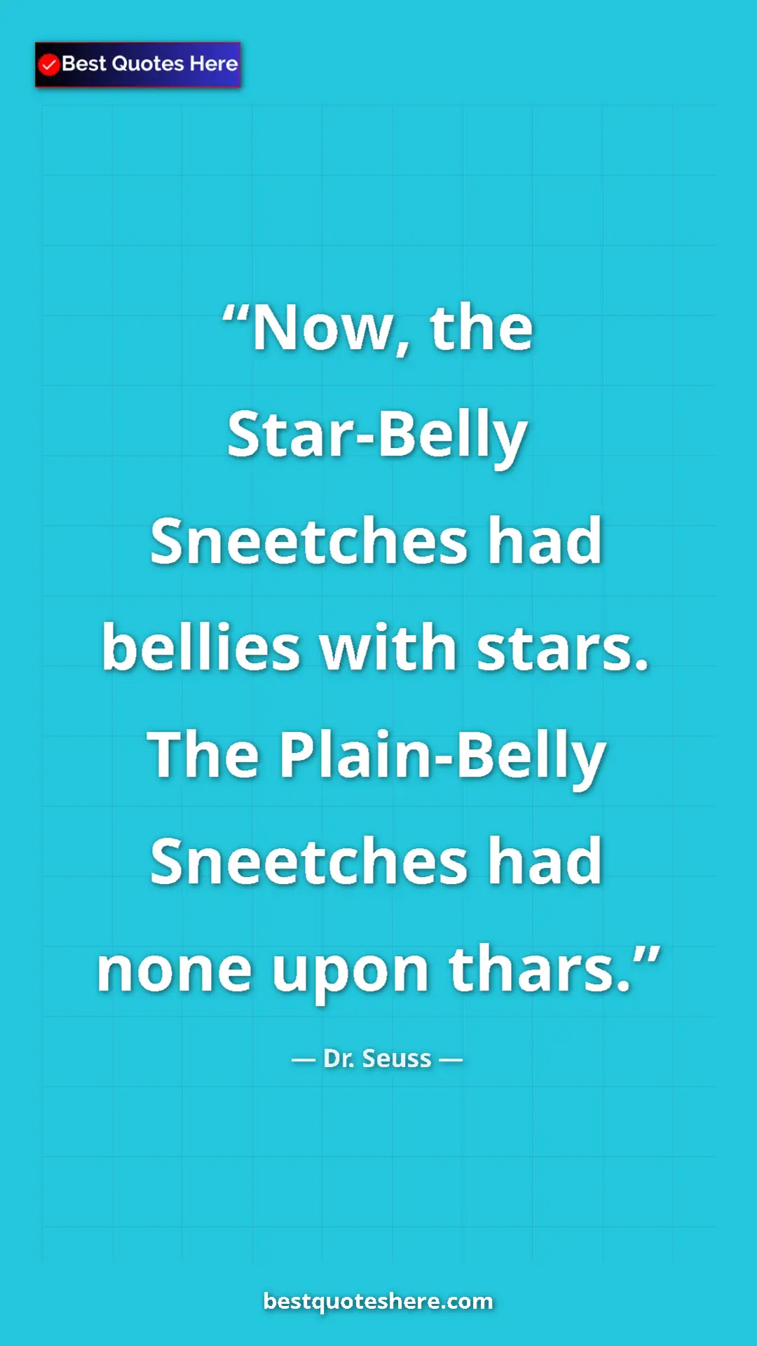 Pinterest quote poster by Dr. Seuss: "Now, the Star-Belly Sneetches had bellies with stars. The..."