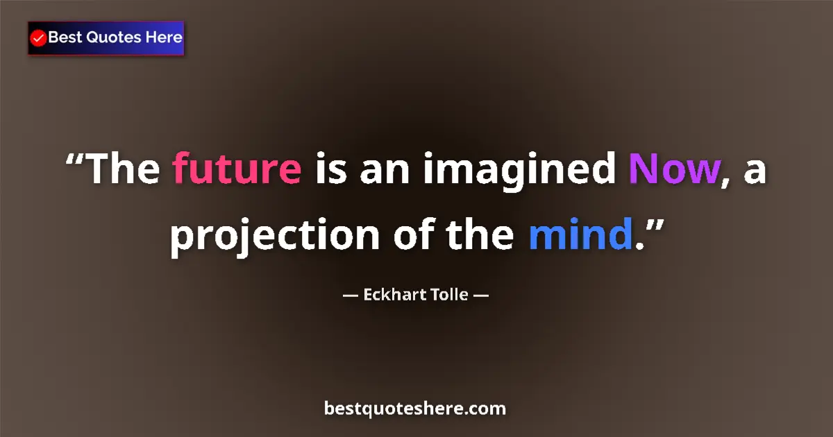 Quote by Eckhart Tolle: The future is an imagined Now, a projection of the mind....