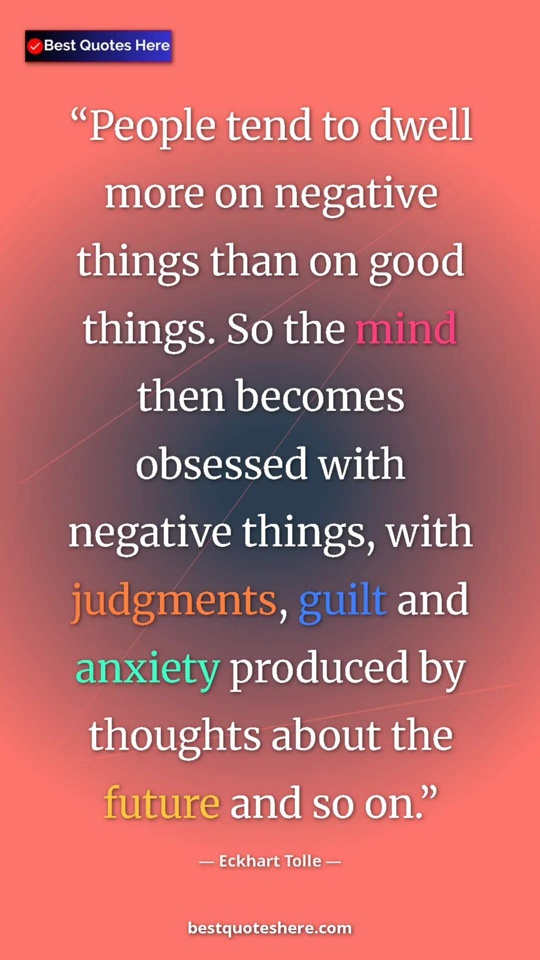 Eckhart Tolle Quote Card: "People tend to dwell more on negative things than on good..." Pinterest quote poster by Eckhart Tolle: "People tend to dwell more on negative things than on good..."