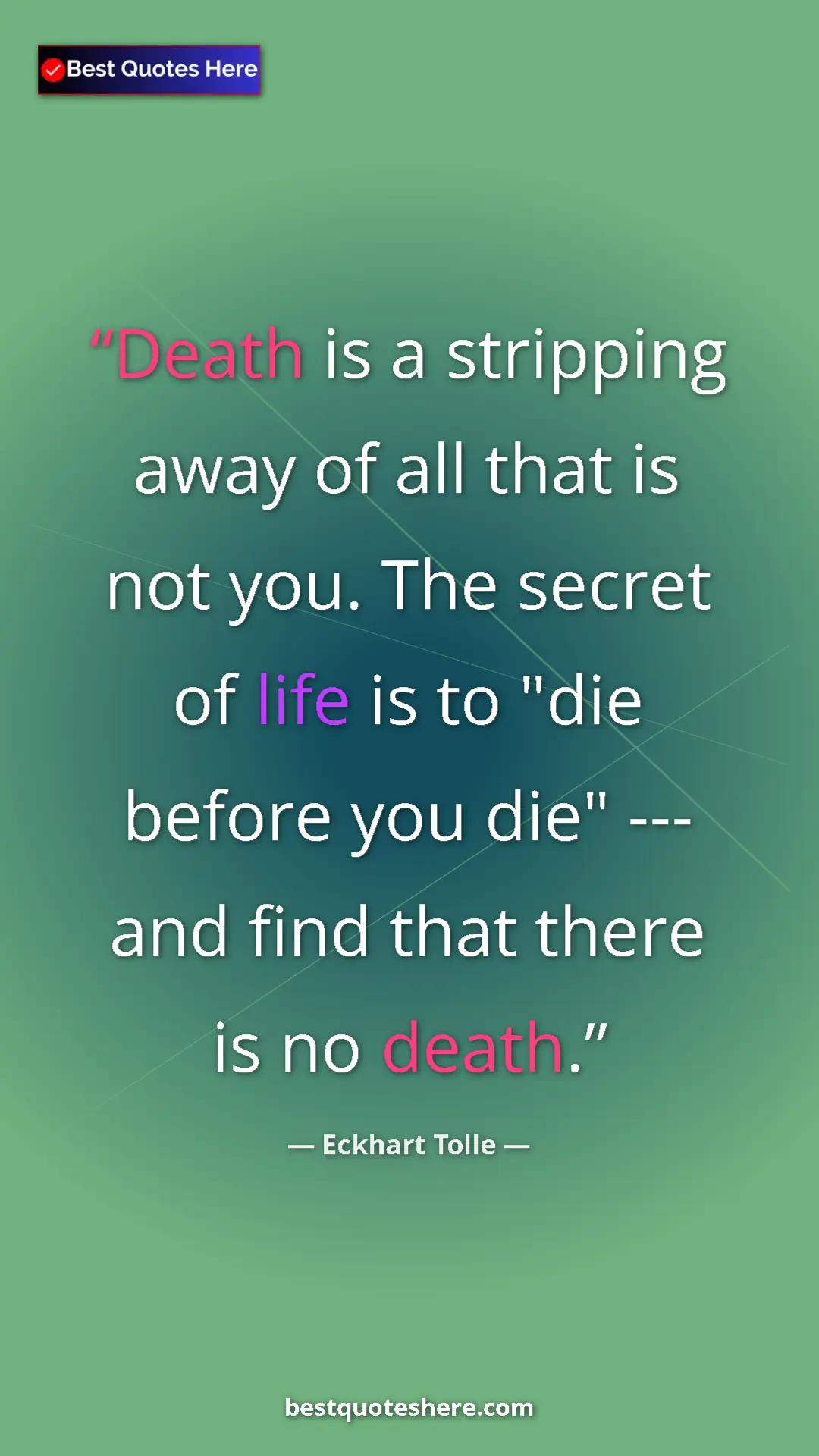 Eckhart Tolle Quote Card: "Death is a stripping away of all that is not you. The..." Pinterest quote poster by Eckhart Tolle: "Death is a stripping away of all that is not you. The..."