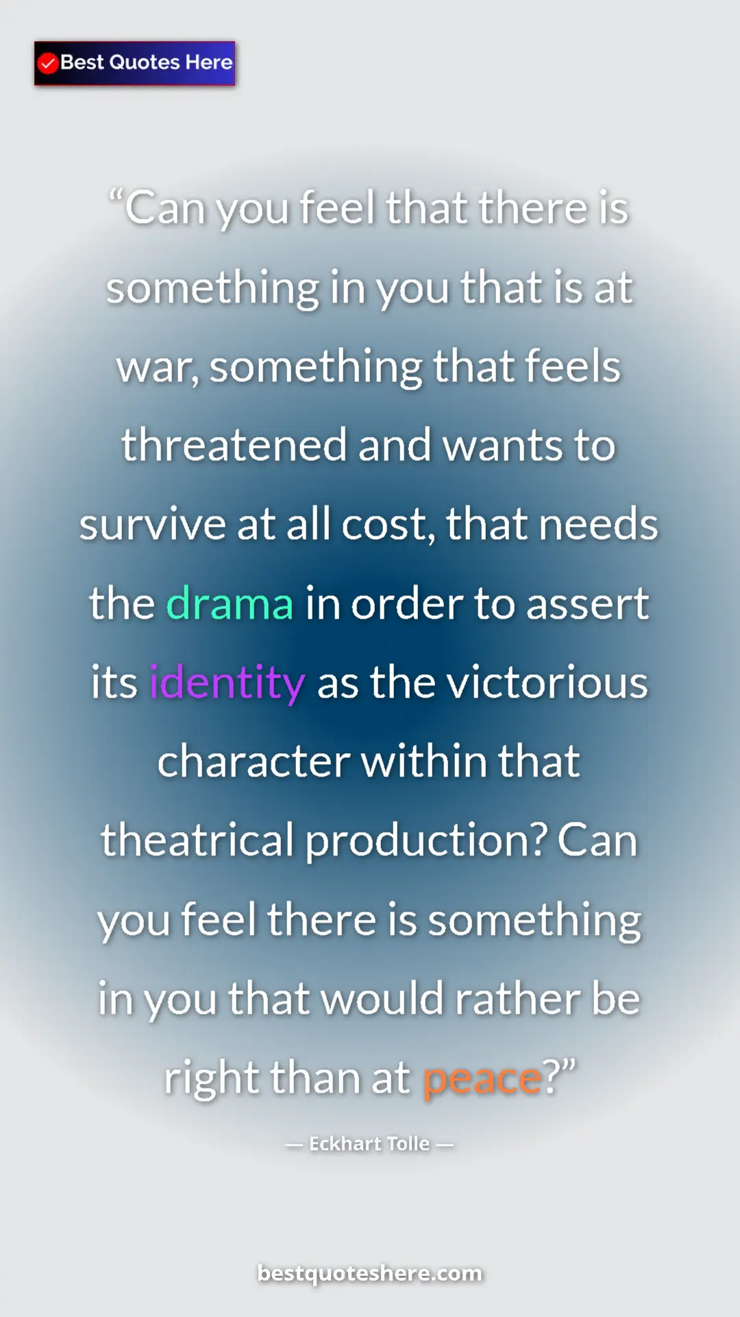 Eckhart Tolle Quote Card: "Can you feel that there is something in you that is at war,..." Pinterest quote poster by Eckhart Tolle: "Can you feel that there is something in you that is at war,..."