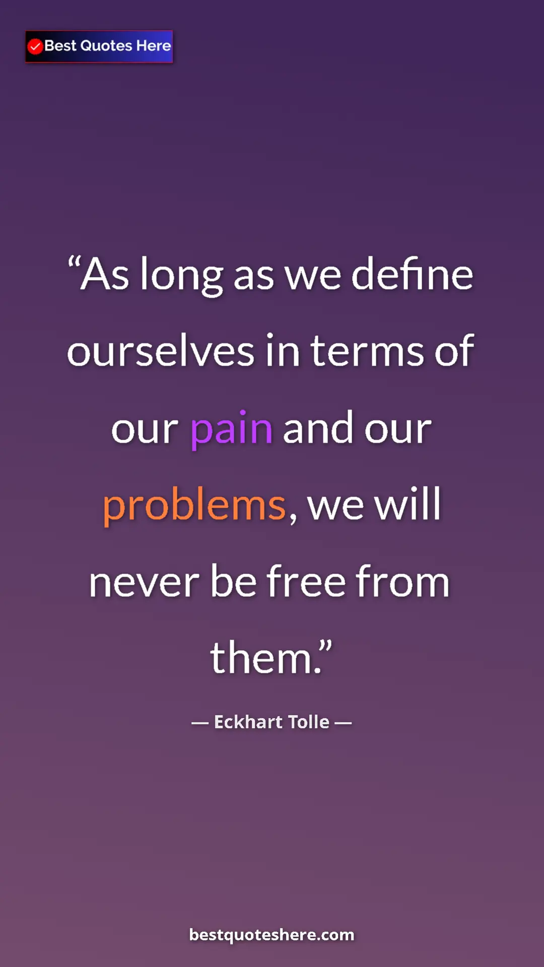 Eckhart Tolle Quote Card: "As long as we define ourselves in terms of our pain and our..." Pinterest quote poster by Eckhart Tolle: "As long as we define ourselves in terms of our pain and our..."