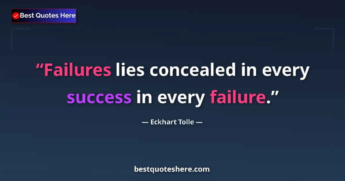 Image for the quote by Eckhart Tolle: Failures lies concealed in every success in every failure....