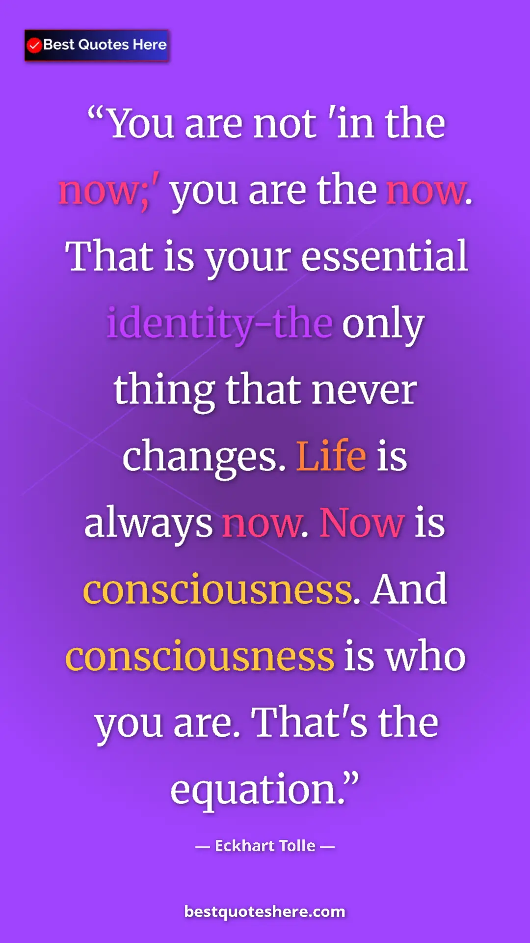 Eckhart Tolle Quote Card: "You are not 'in the now;' you are the now. That is your..." Pinterest quote poster by Eckhart Tolle: "You are not 'in the now;' you are the now. That is your..."