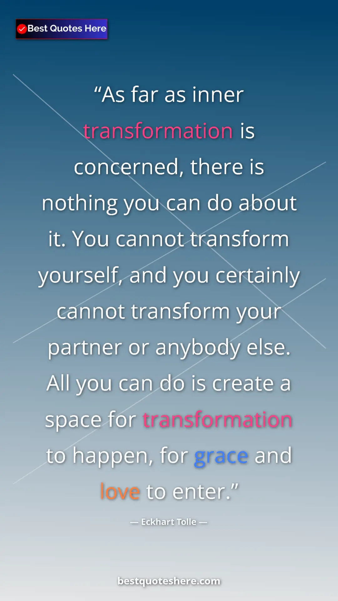 Eckhart Tolle Quote Card: "As far as inner transformation is concerned, there is..." Pinterest quote poster by Eckhart Tolle: "As far as inner transformation is concerned, there is..."