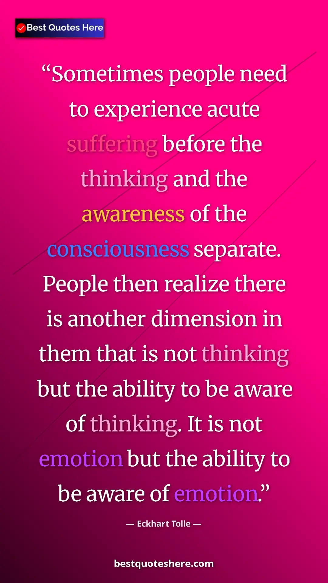 Eckhart Tolle Quote Card: "Sometimes people need to experience acute suffering before..." Pinterest quote poster by Eckhart Tolle: "Sometimes people need to experience acute suffering before..."