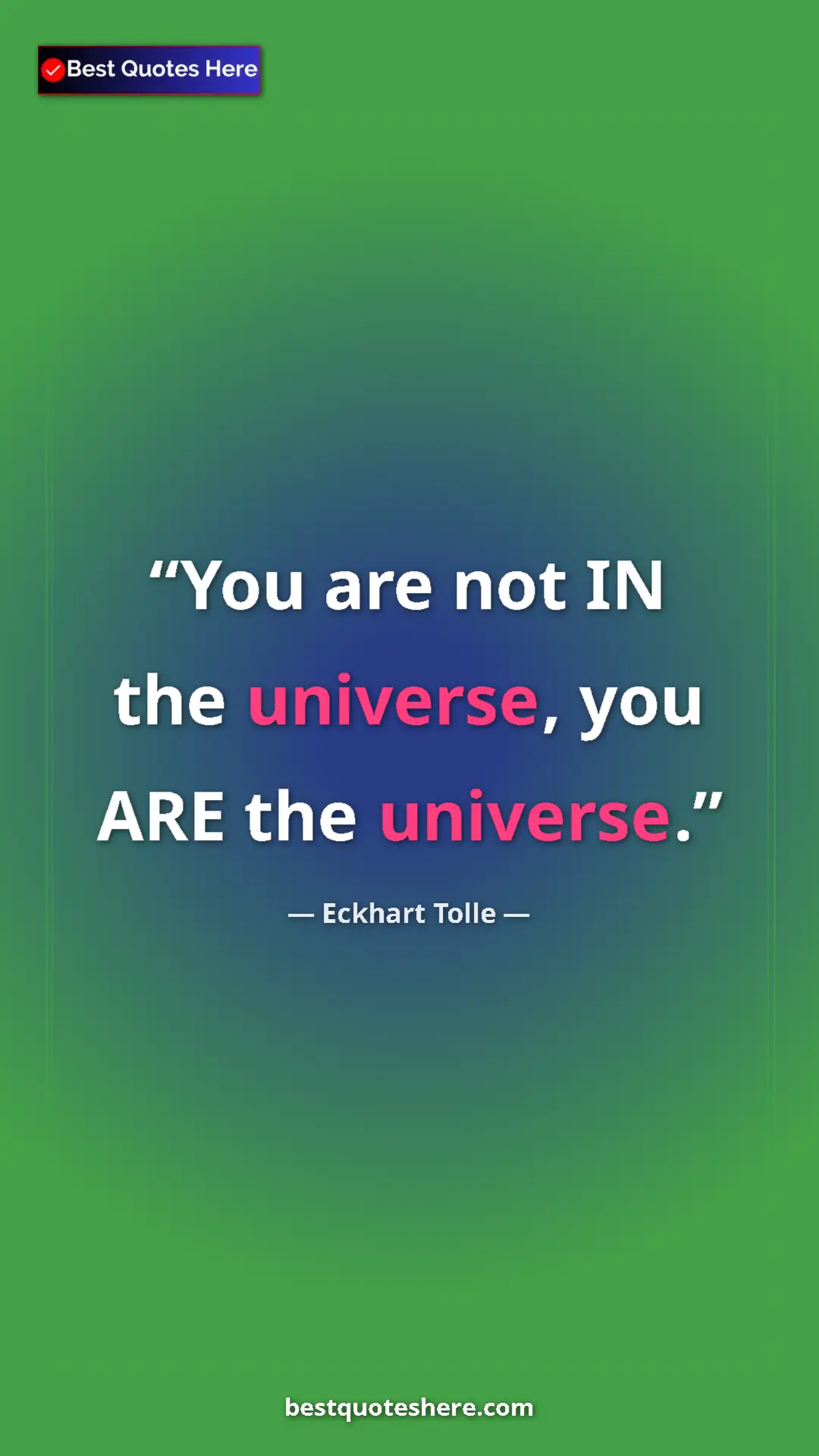 Pinterest quote poster by Eckhart Tolle: "You are not IN the universe, you ARE the universe."