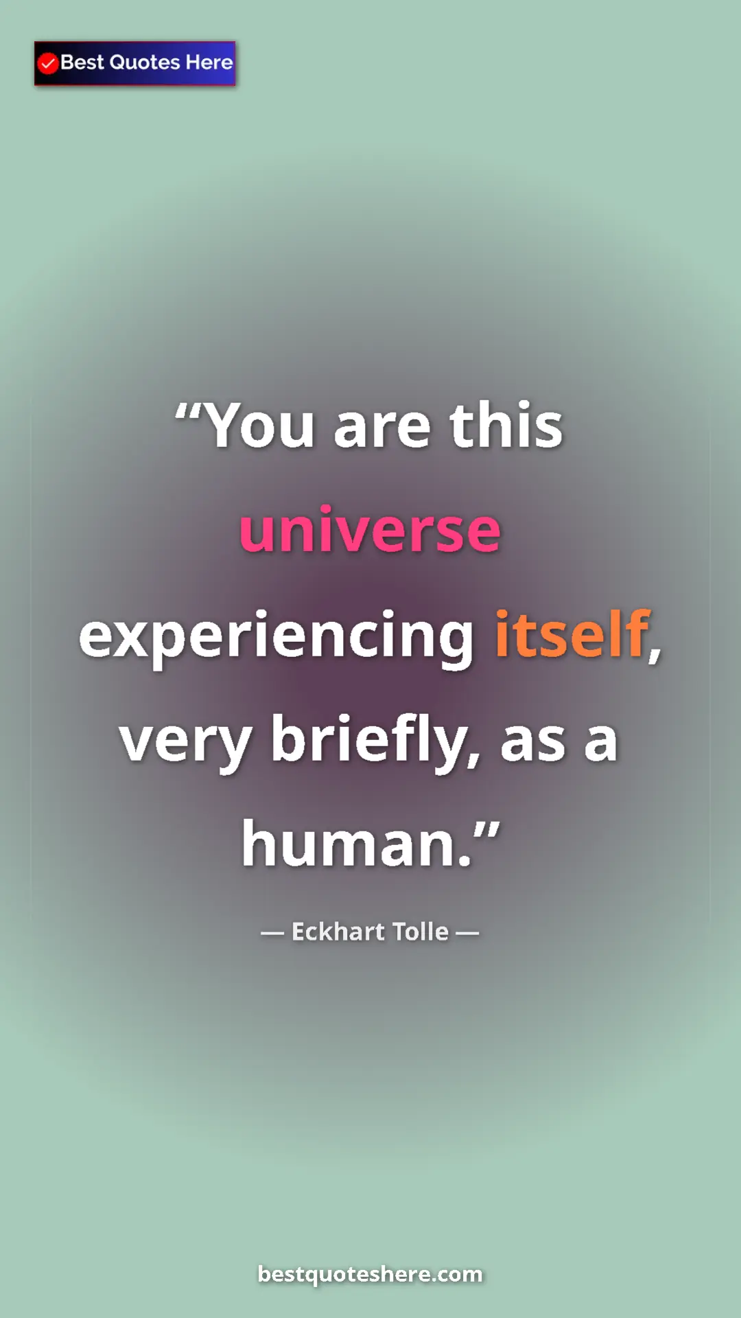 Eckhart Tolle Quote Card: "You are this universe experiencing itself, very briefly, as..." Pinterest quote poster by Eckhart Tolle: "You are this universe experiencing itself, very briefly, as..."