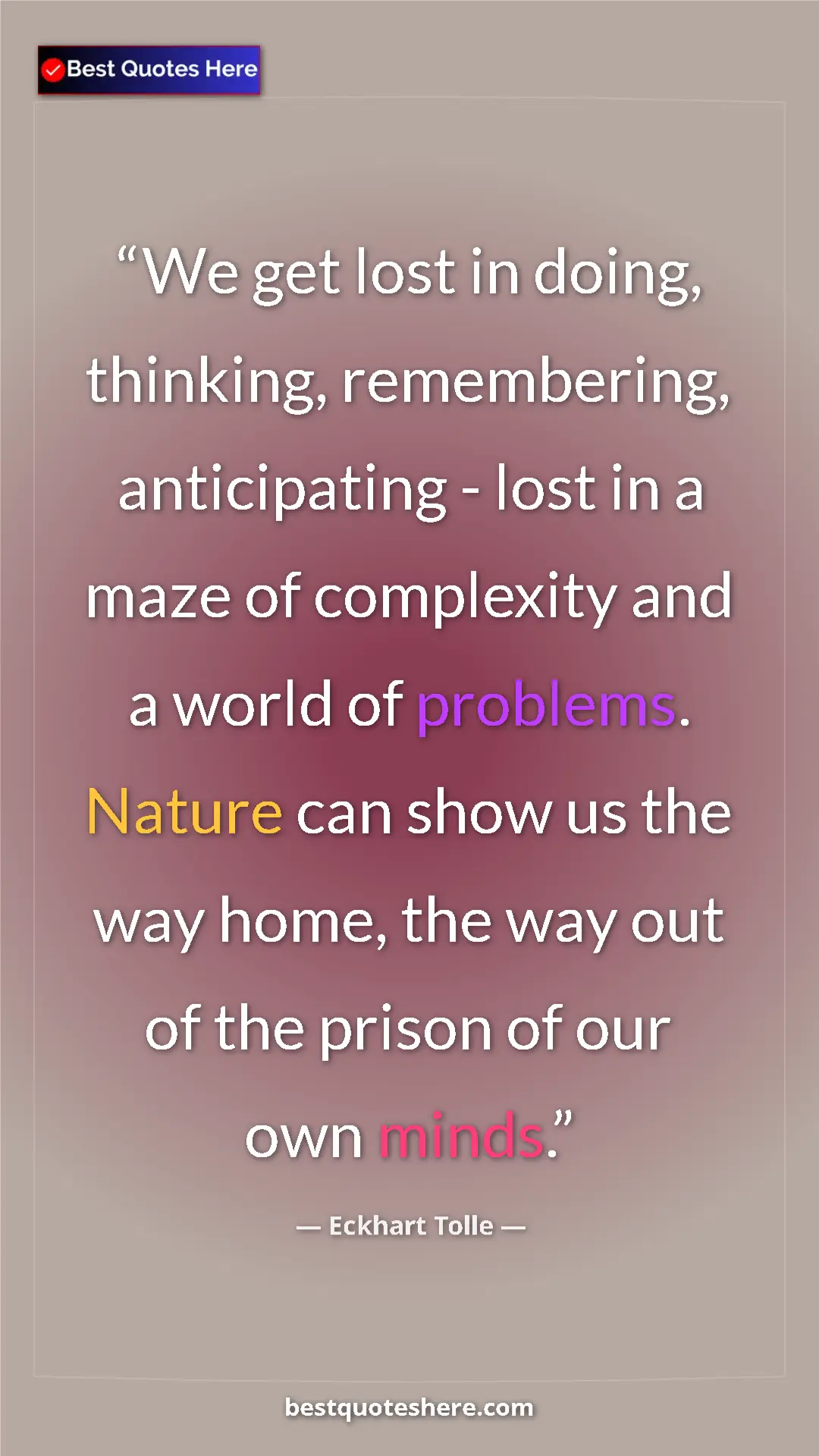 Eckhart Tolle Quote Card: "We get lost in doing, thinking, remembering, anticipating -..." Pinterest quote poster by Eckhart Tolle: "We get lost in doing, thinking, remembering, anticipating -..."