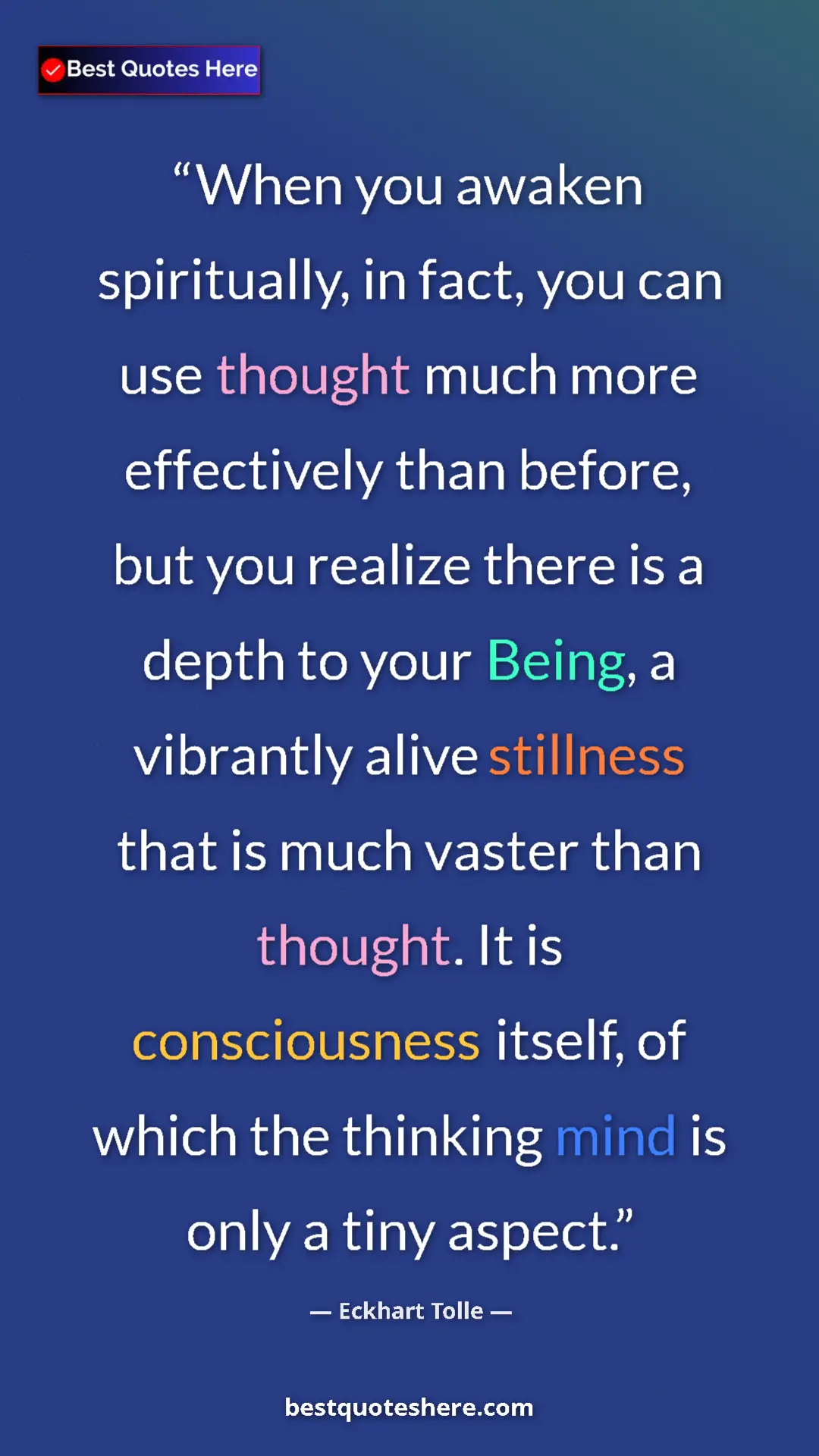 Eckhart Tolle Quote Card: "When you awaken spiritually, in fact, you can use thought..." Pinterest quote poster by Eckhart Tolle: "When you awaken spiritually, in fact, you can use thought..."
