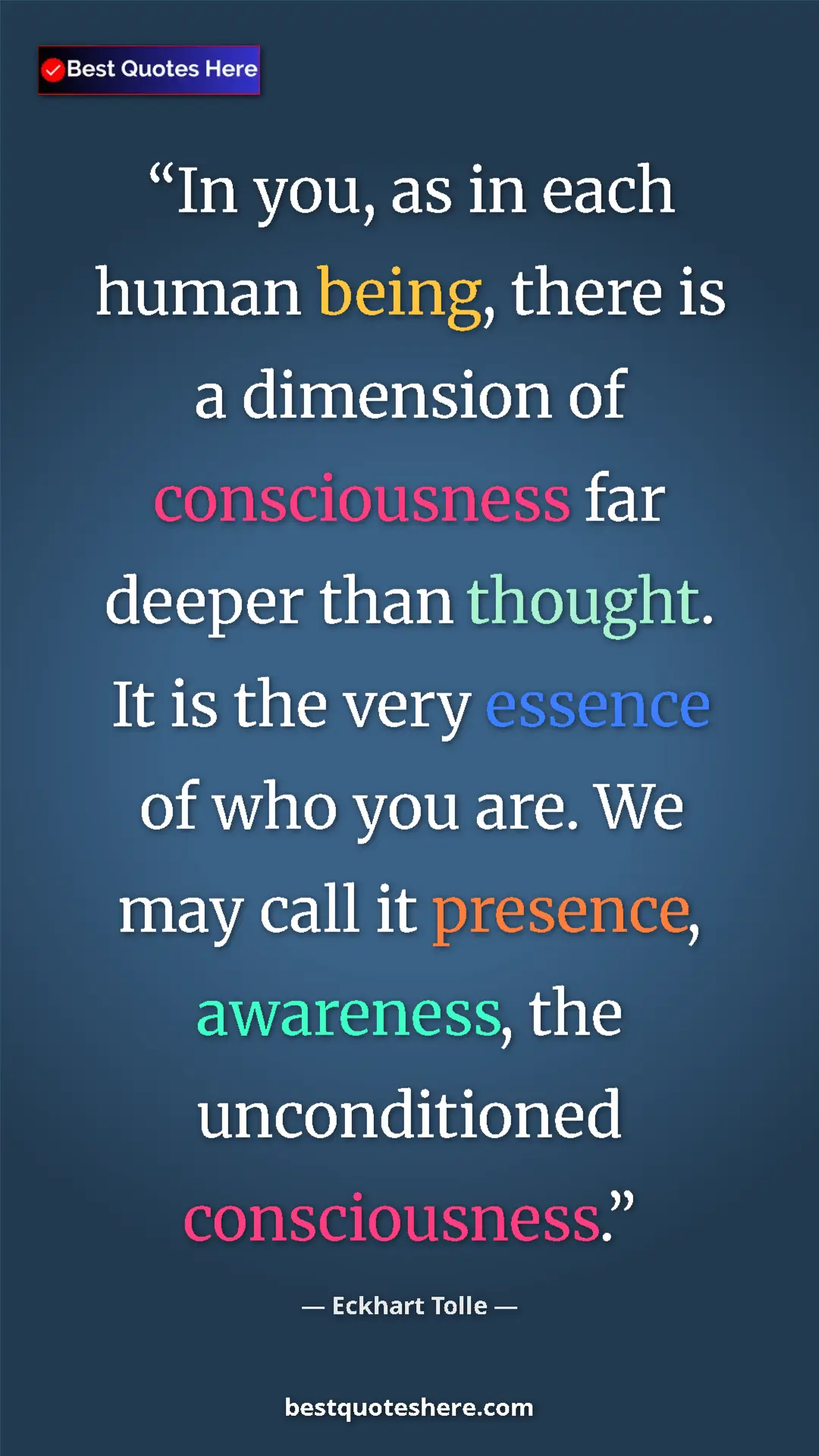 Eckhart Tolle Quote Card: "In you, as in each human being, there is a dimension of..." Pinterest quote poster by Eckhart Tolle: "In you, as in each human being, there is a dimension of..."