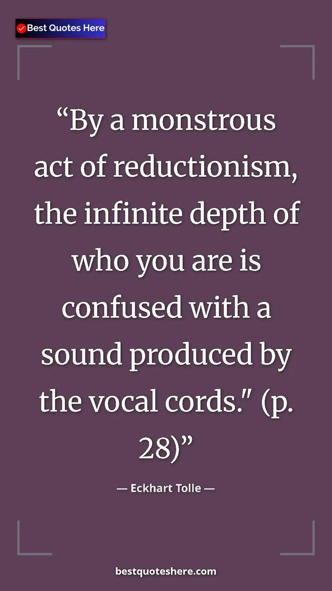 Eckhart Tolle Quote Card: "By a monstrous act of reductionism, the infinite depth of..." Pinterest quote poster by Eckhart Tolle: "By a monstrous act of reductionism, the infinite depth of..."