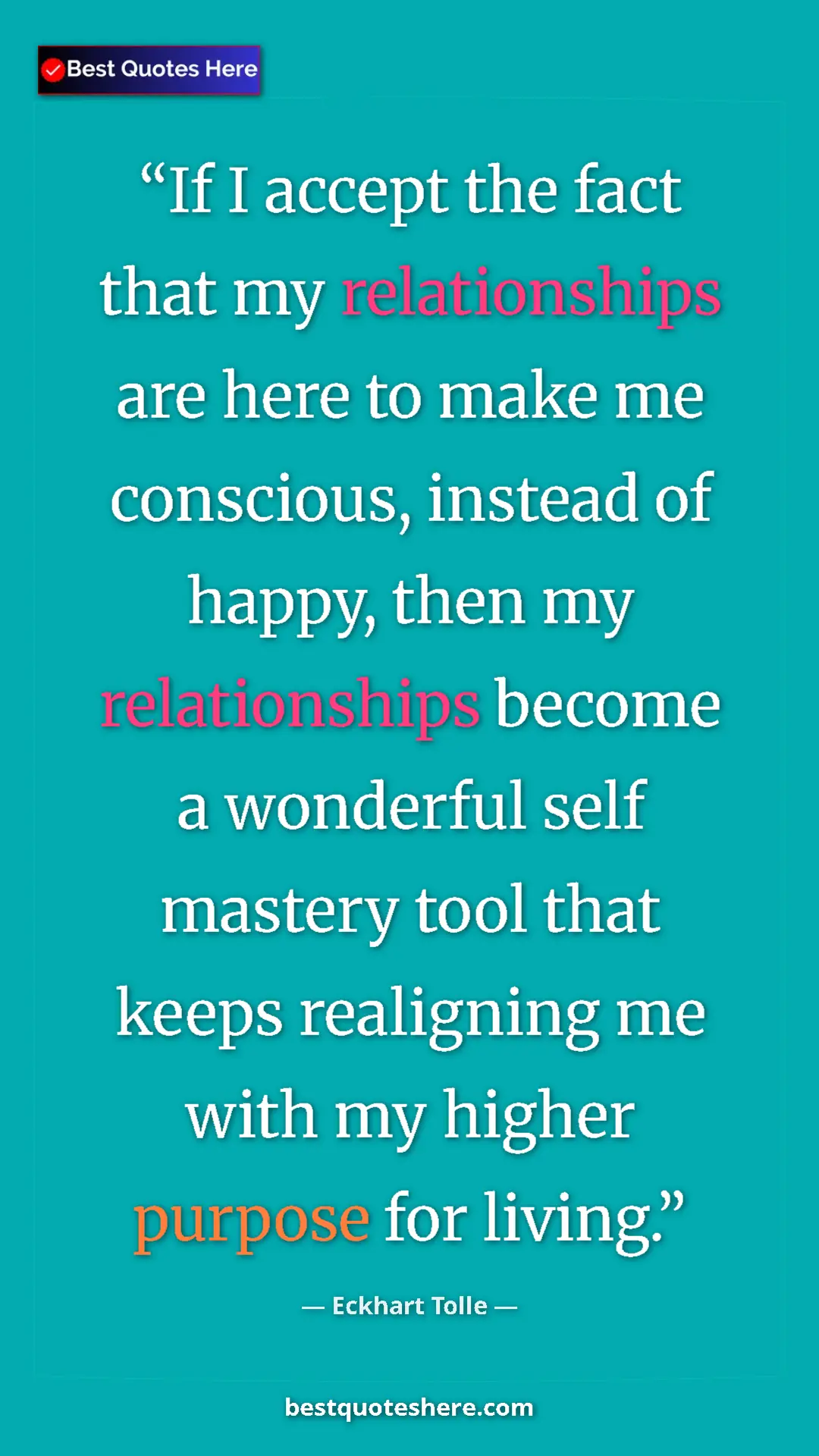 Pinterest quote poster by Eckhart Tolle: "If I accept the fact that my relationships are here to make..."