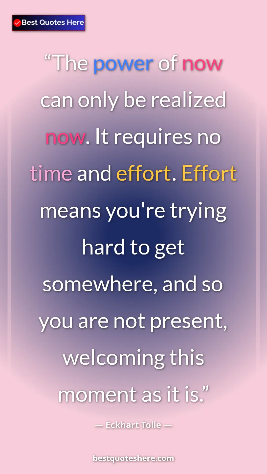 Eckhart Tolle Quote Card: "The power of now can only be realized now. It requires no..." Pinterest quote poster by Eckhart Tolle: "The power of now can only be realized now. It requires no..."