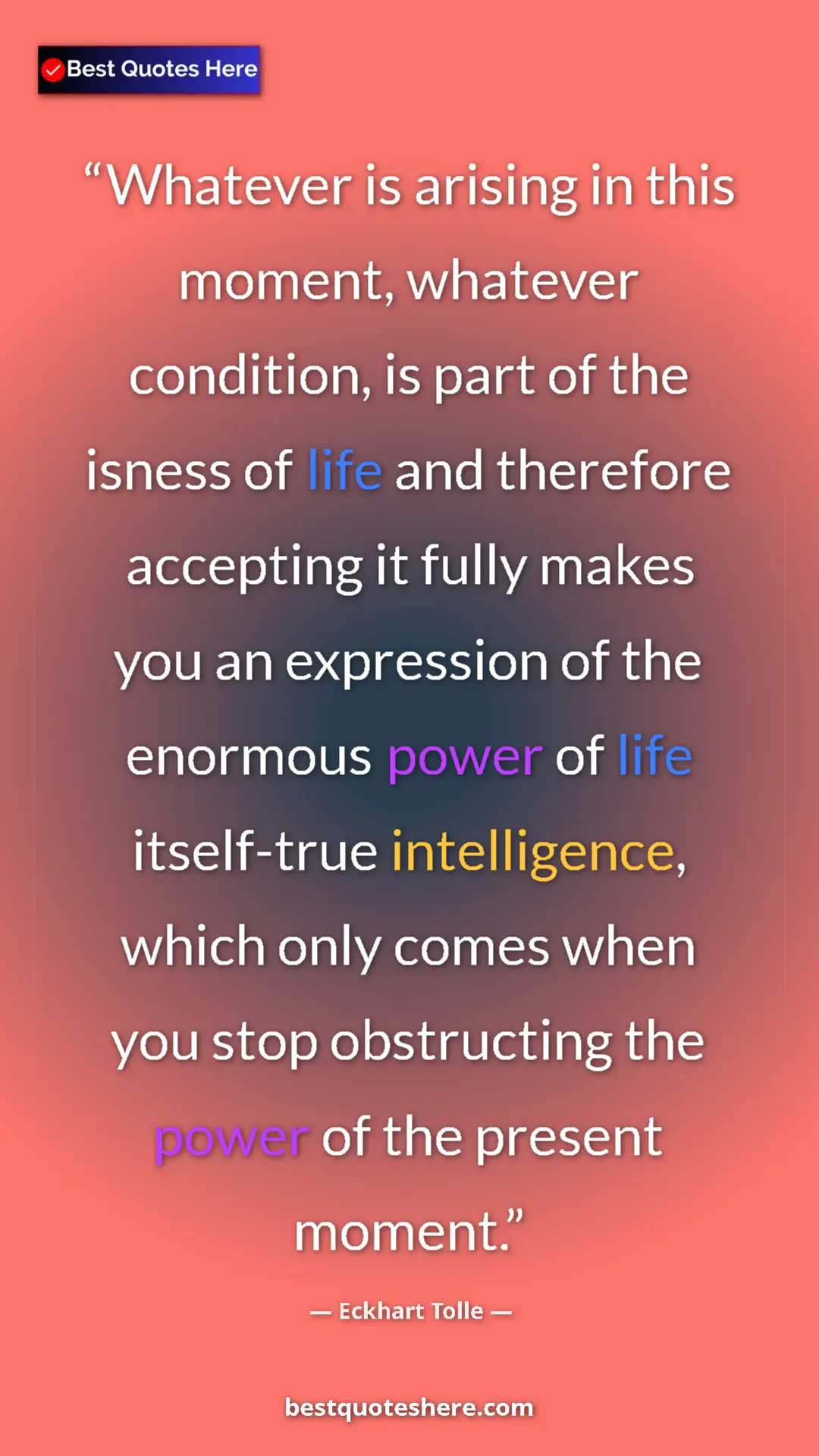 Eckhart Tolle Quote Card: "Whatever is arising in this moment, whatever condition, is..." Pinterest quote poster by Eckhart Tolle: "Whatever is arising in this moment, whatever condition, is..."