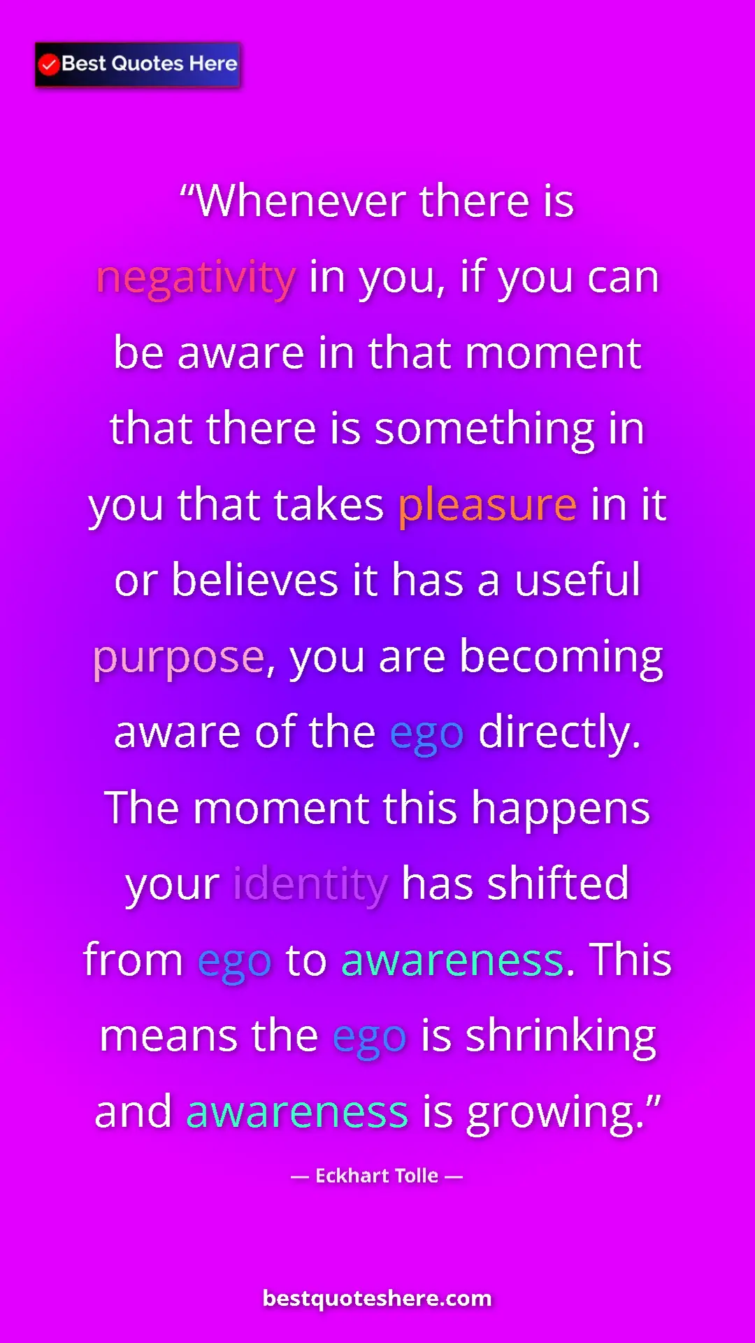 Eckhart Tolle Quote Card: "Whenever there is negativity in you, if you can be aware in..." Pinterest quote poster by Eckhart Tolle: "Whenever there is negativity in you, if you can be aware in..."