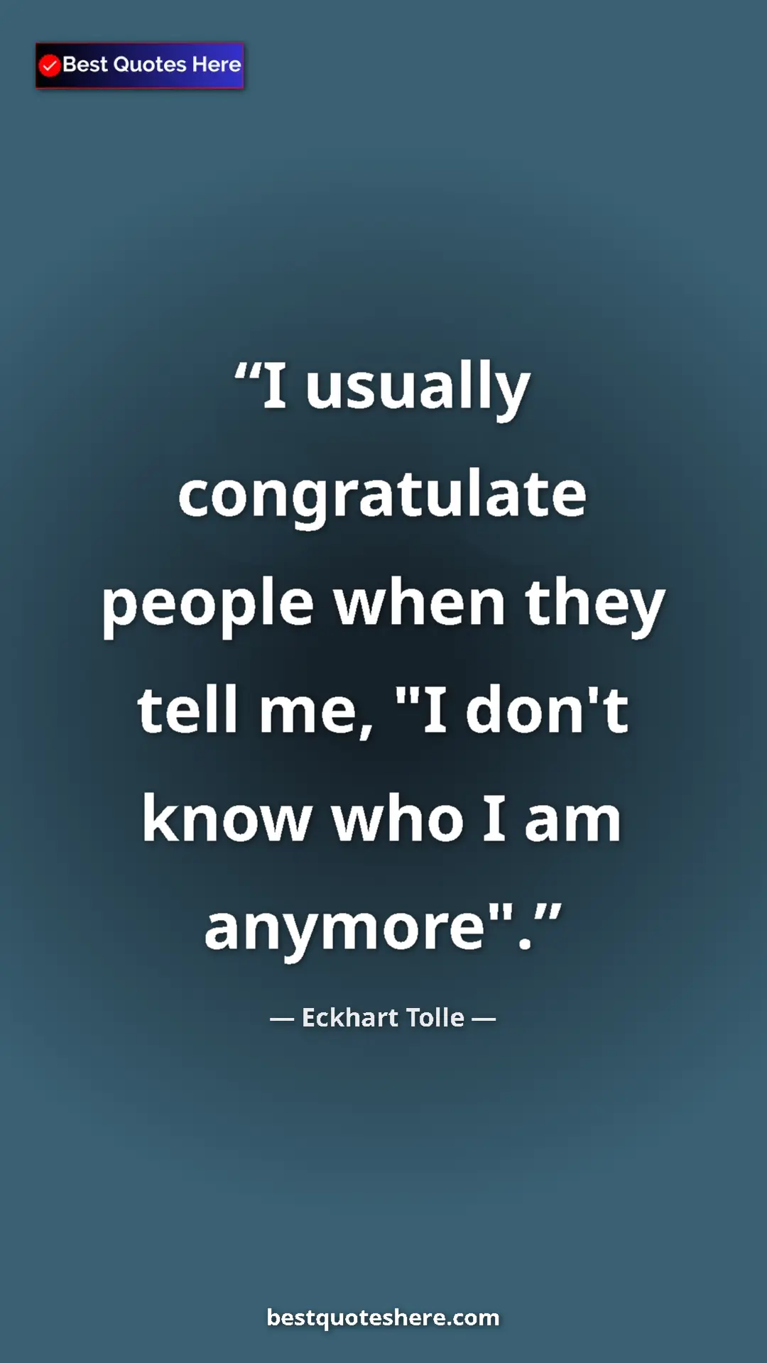 Eckhart Tolle Quote Card: "I usually congratulate people when they tell me, "I don't..." Pinterest quote poster by Eckhart Tolle: "I usually congratulate people when they tell me, "I don't..."