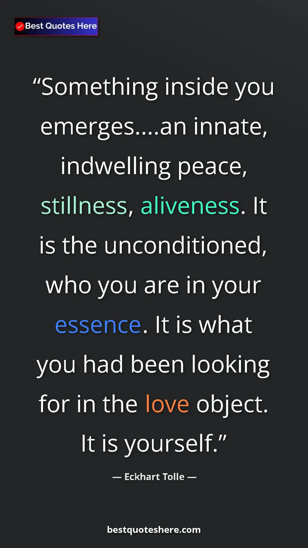 Eckhart Tolle Quote Card: "Something inside you emerges....an innate, indwelling..." Pinterest quote poster by Eckhart Tolle: "Something inside you emerges....an innate, indwelling..."