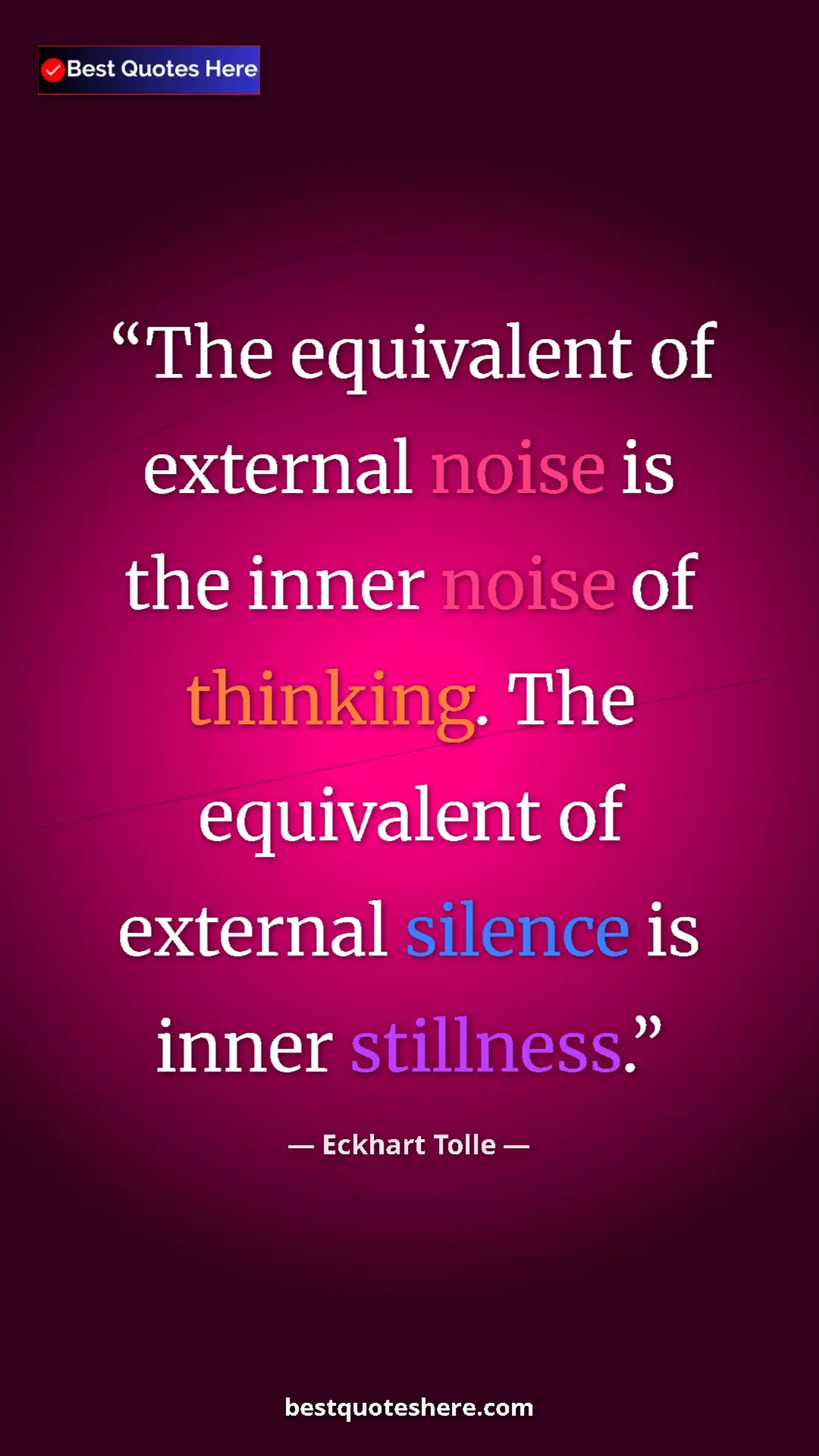 Eckhart Tolle Quote Card: "The equivalent of external noise is the inner noise of..." Pinterest quote poster by Eckhart Tolle: "The equivalent of external noise is the inner noise of..."
