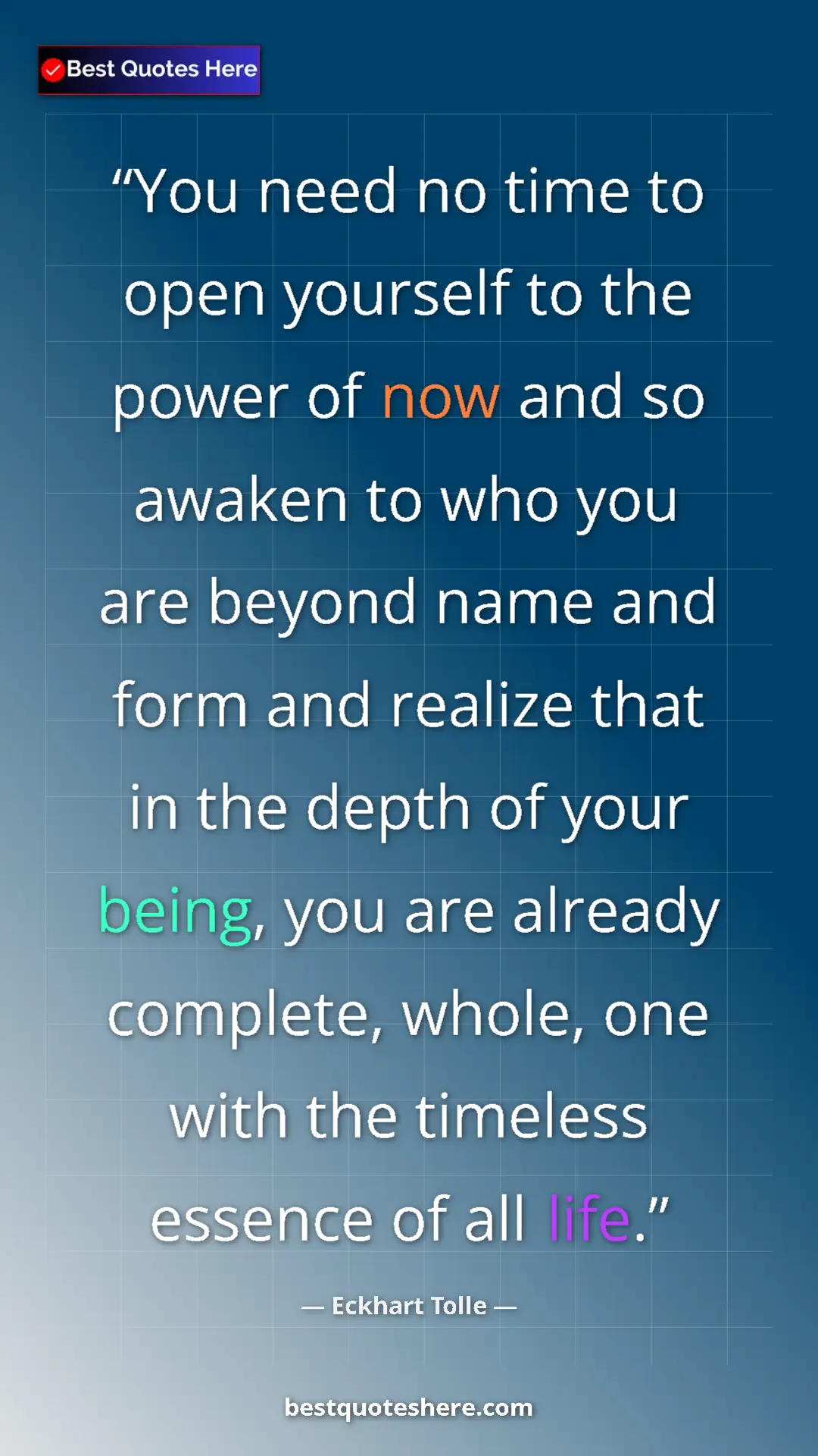 Eckhart Tolle Quote Card: "You need no time to open yourself to the power of now and..." Pinterest quote poster by Eckhart Tolle: "You need no time to open yourself to the power of now and..."