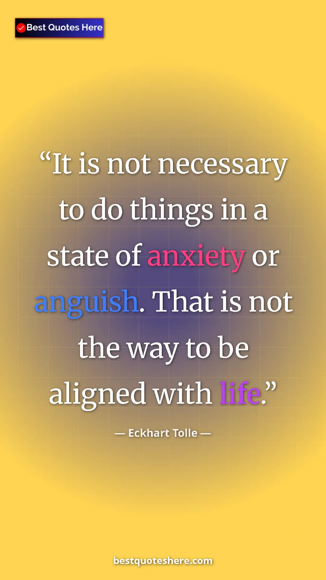 Eckhart Tolle Quote Card: "It is not necessary to do things in a state of anxiety or..." Pinterest quote poster by Eckhart Tolle: "It is not necessary to do things in a state of anxiety or..."