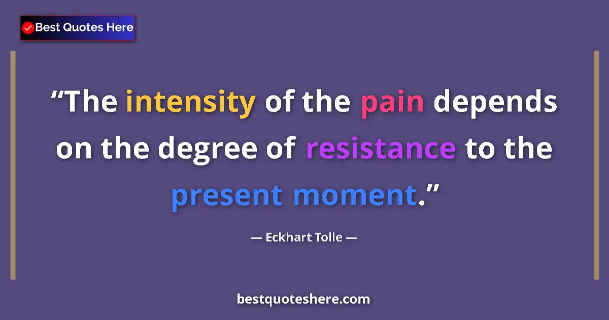 Quote by Eckhart Tolle: The intensity of the pain depends on the degree of resistance to the present moment....