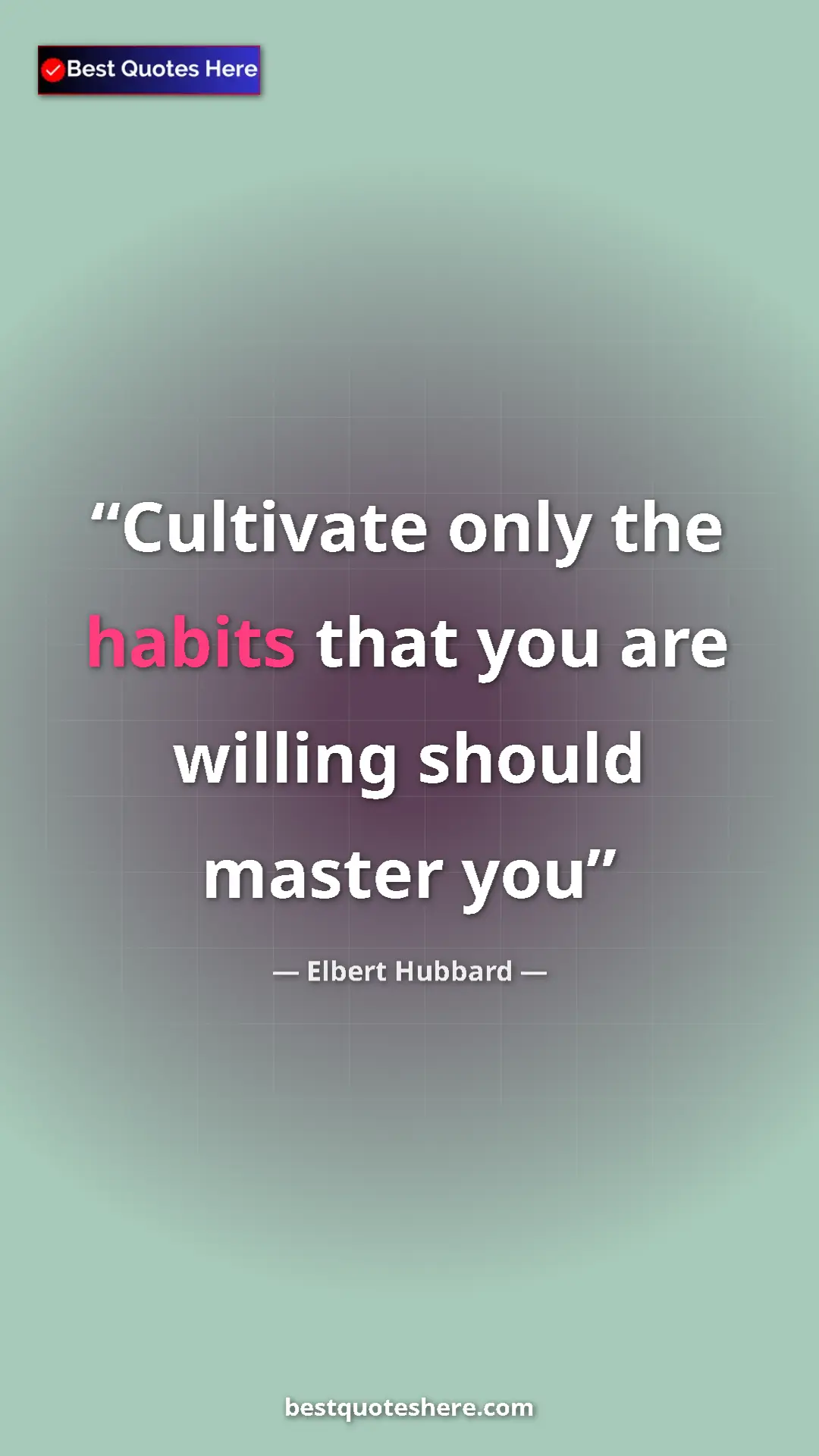 Pinterest quote poster by Elbert Hubbard: "Cultivate only the habits that you are willing should..."