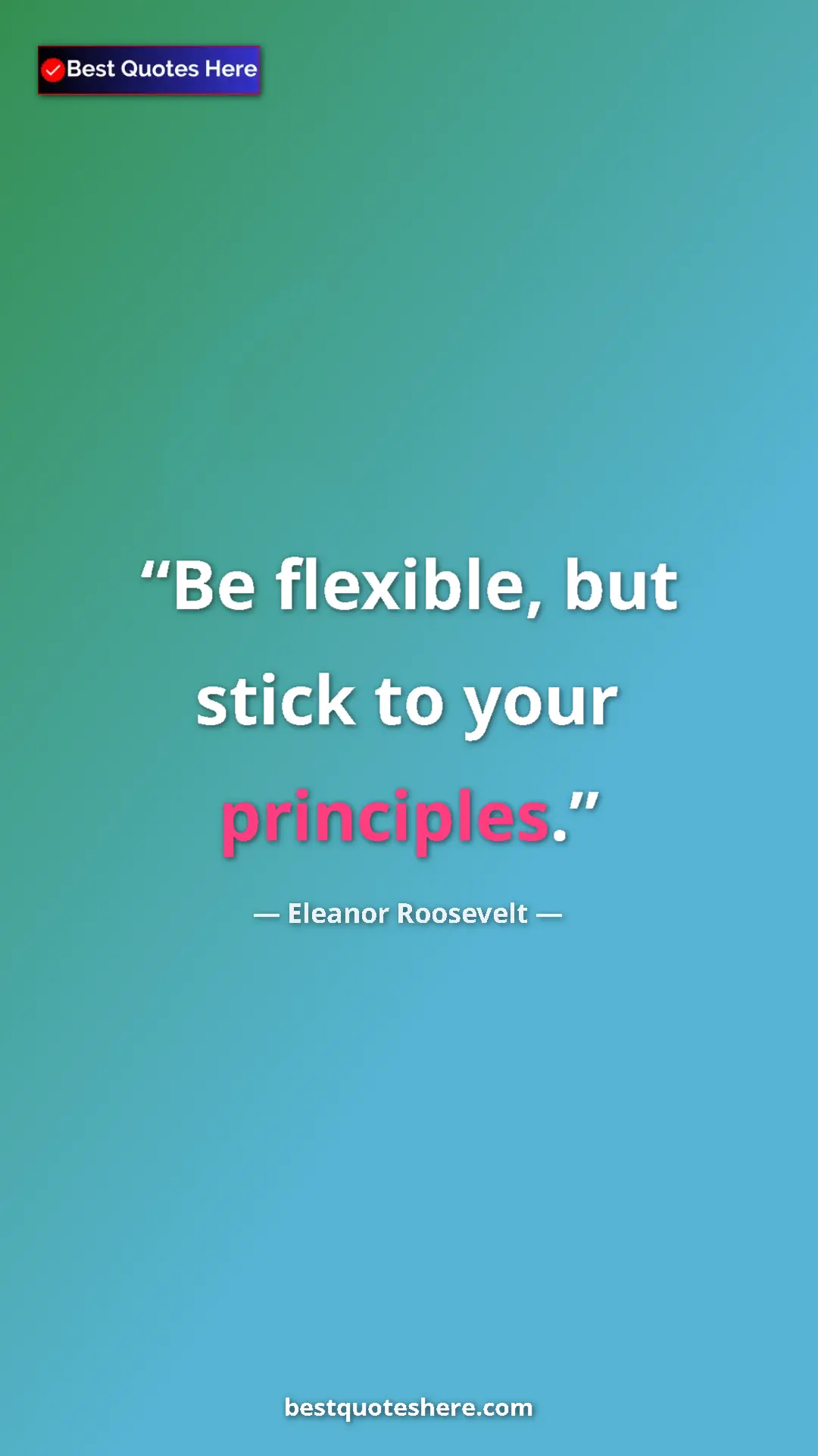 Pinterest quote poster by Eleanor Roosevelt: "Be flexible, but stick to your principles."