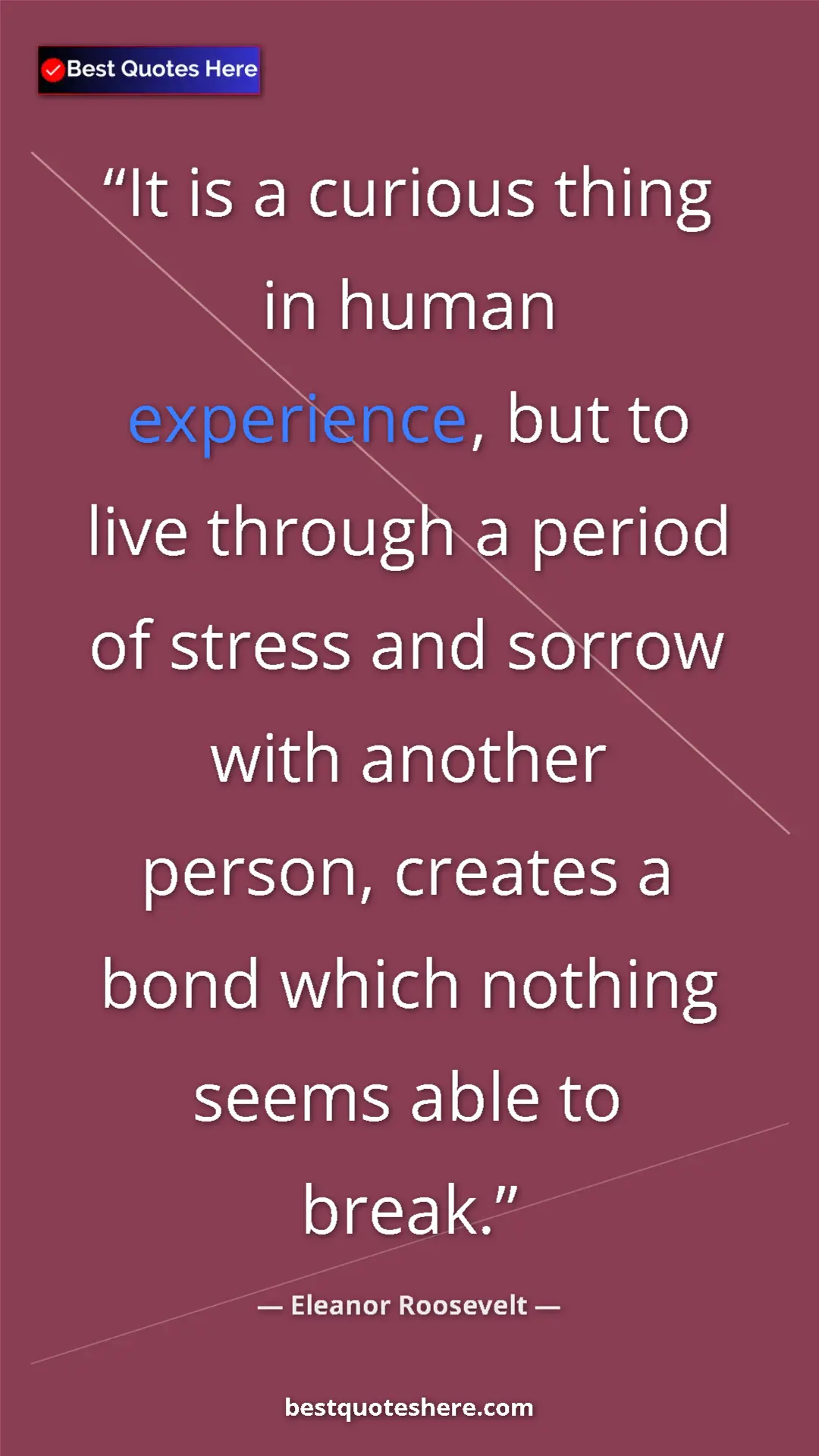 Pinterest quote poster by Eleanor Roosevelt: "It is a curious thing in human experience, but to live..."