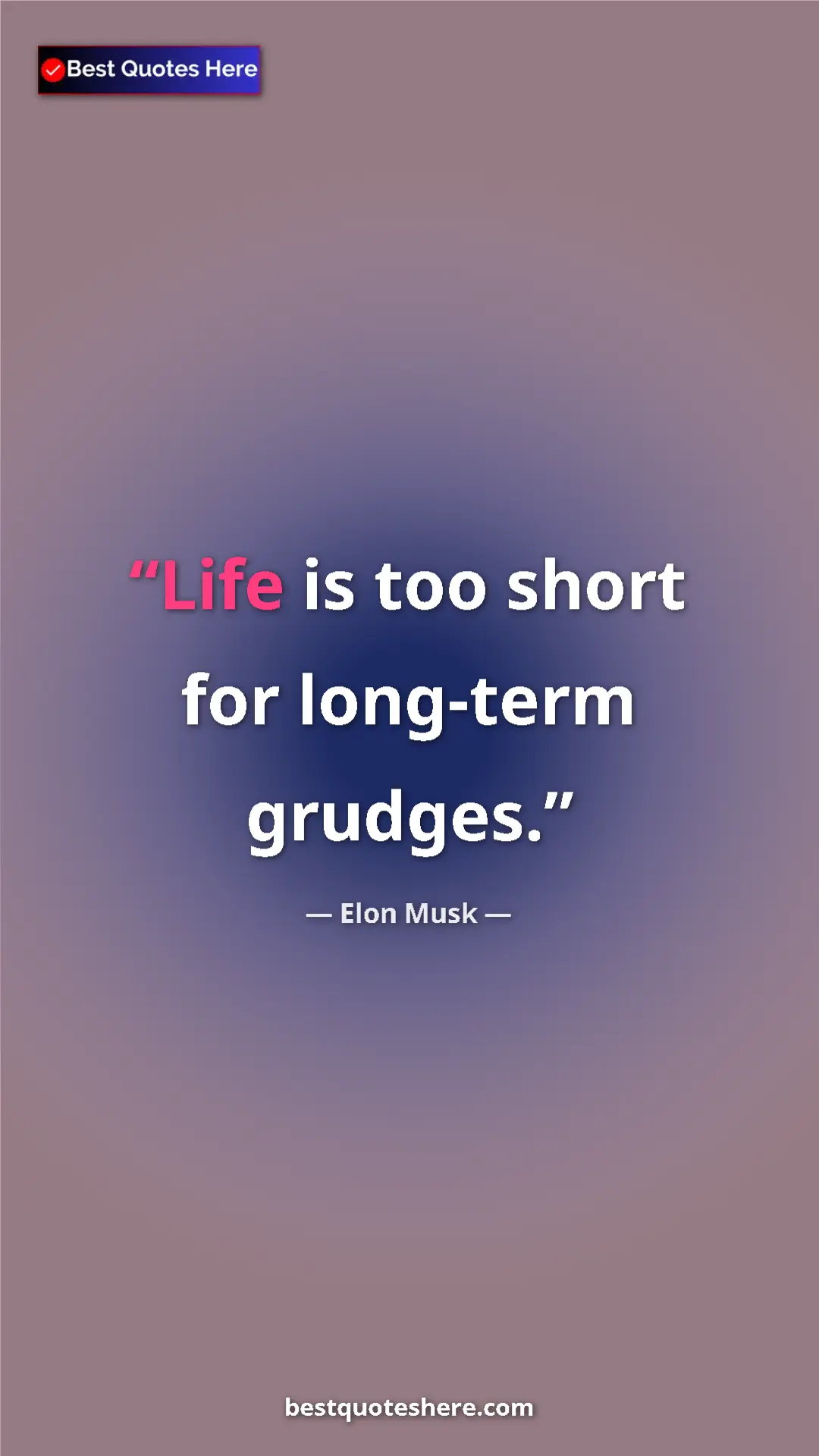 Pinterest quote poster by Elon Musk: "Life is too short for long-term grudges."