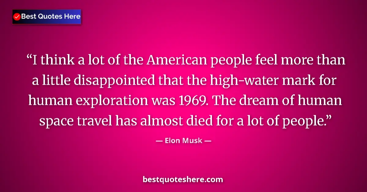 Quote by Elon Musk: I think a lot of the American people feel more than a little disappointed that the high-water mark f...