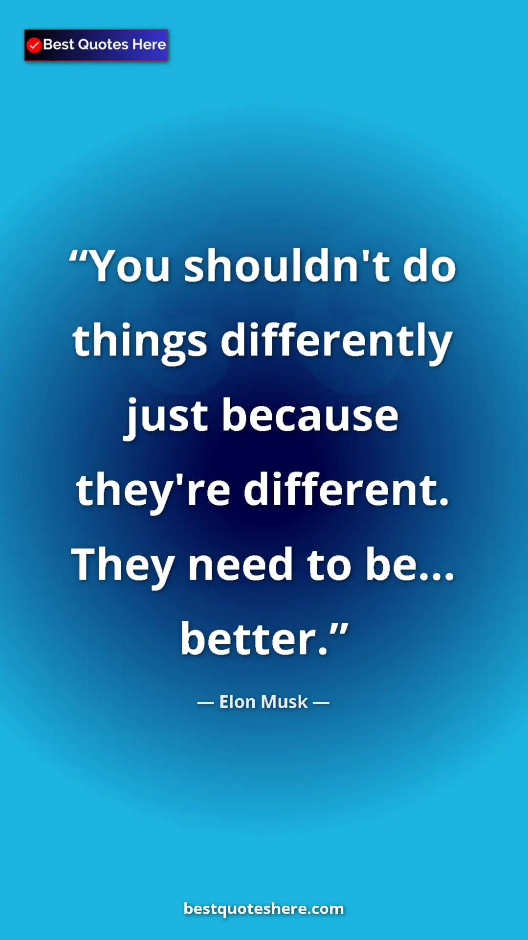 Pinterest quote poster by Elon Musk: "You shouldn't do things differently just because they're..."
