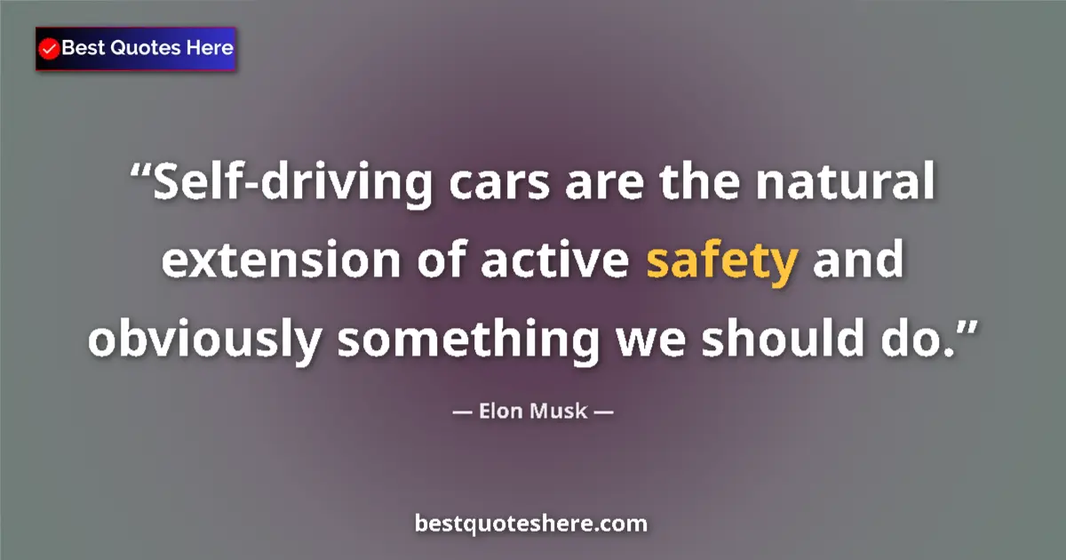 Quote by Elon Musk: Self-driving cars are the natural extension of active safety and obviously something we should do....