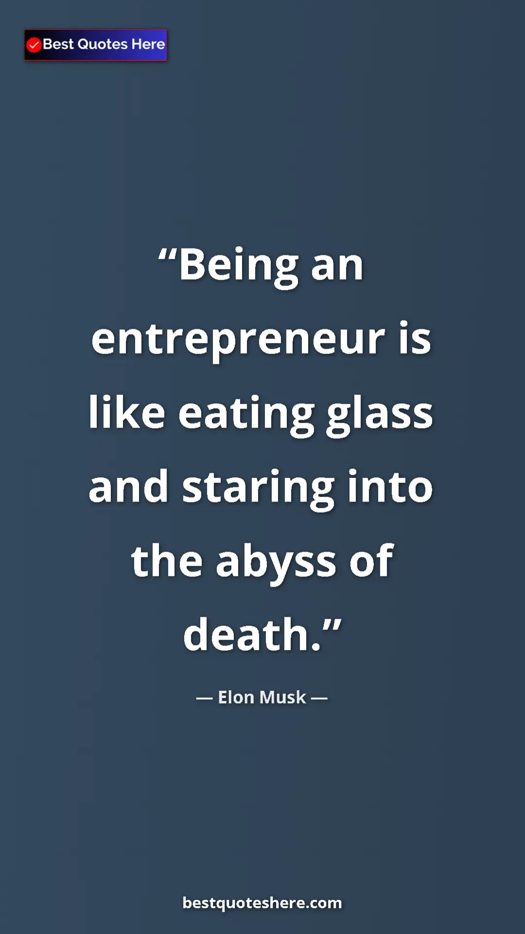 Pinterest quote poster by Elon Musk: "Being an entrepreneur is like eating glass and staring into "