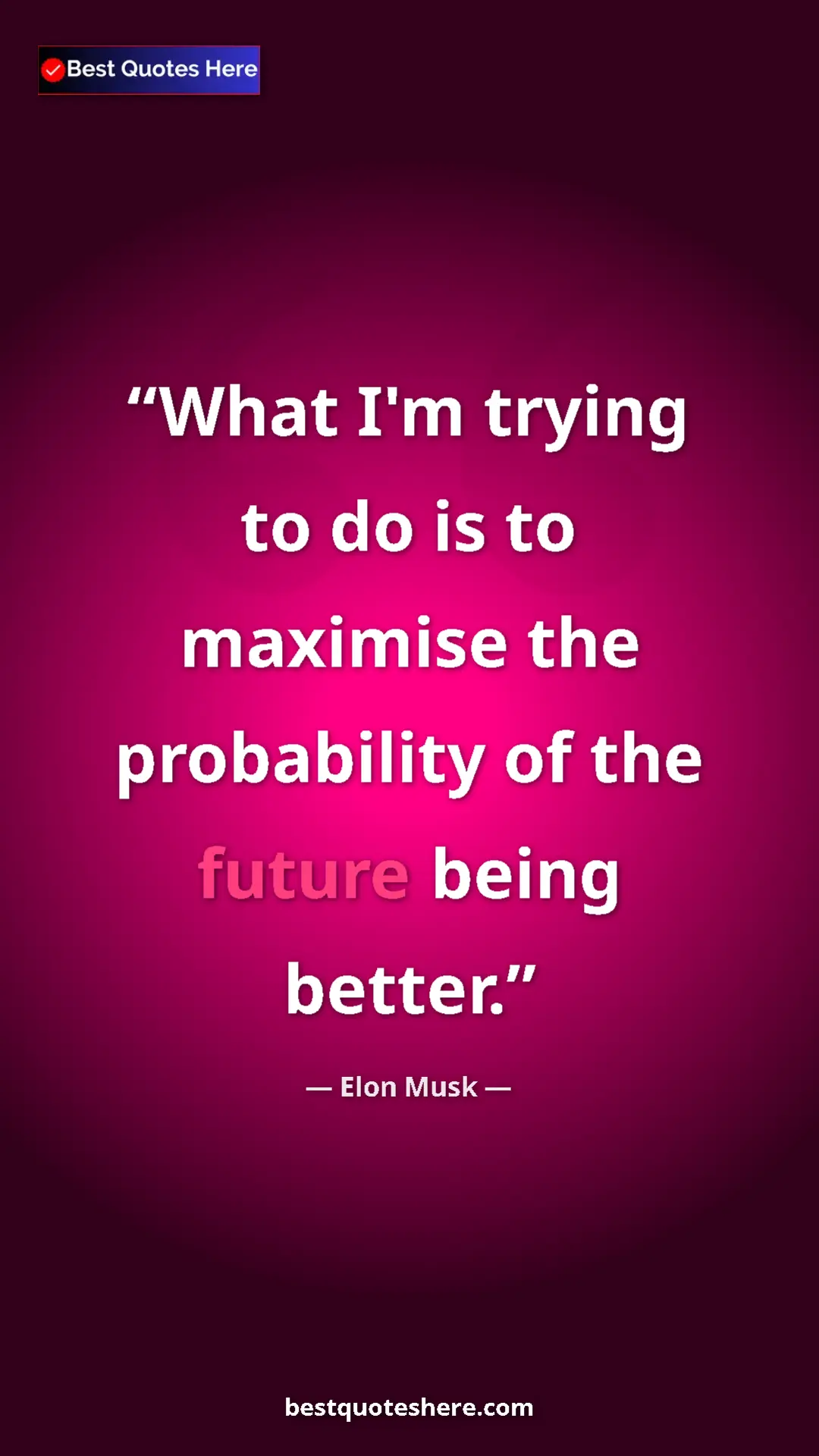 Elon Musk Quote Card: "What I'm trying to do is to maximise the probability of the..." Pinterest quote poster by Elon Musk: "What I'm trying to do is to maximise the probability of the..."