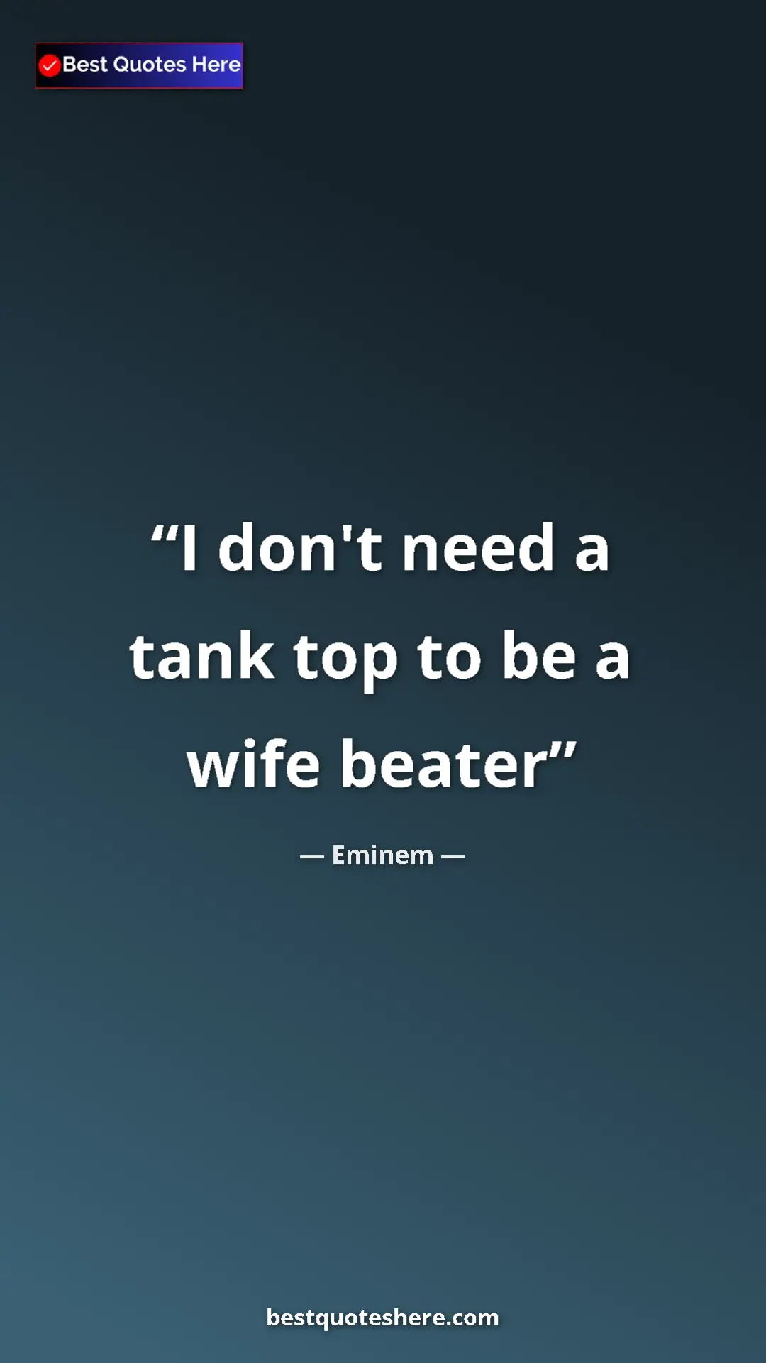Pinterest quote poster by Eminem: "I don't need a tank top to be a wife beater"