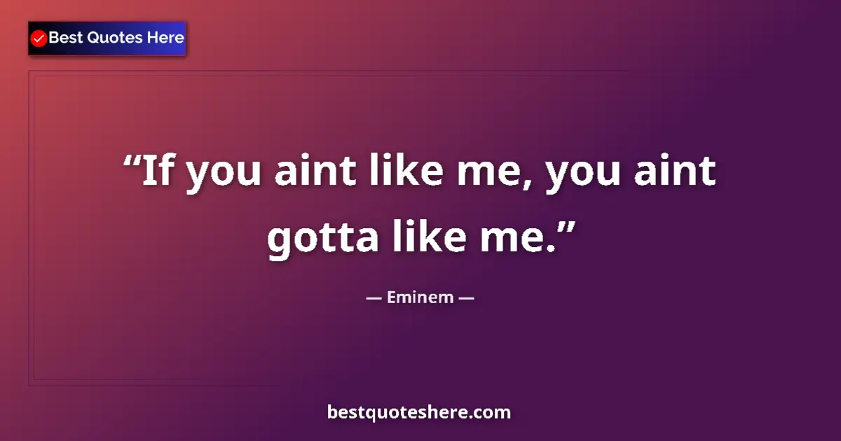 Quote by Eminem: If you aint like me, you aint gotta like me....