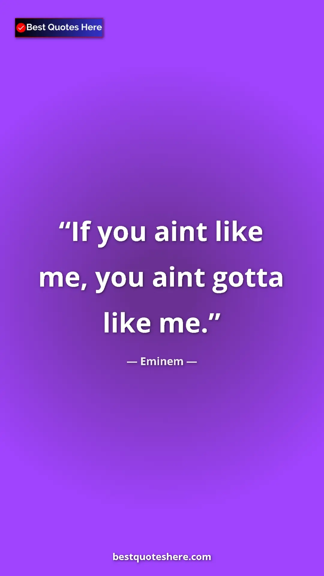Pinterest quote poster by Eminem: "If you aint like me, you aint gotta like me."