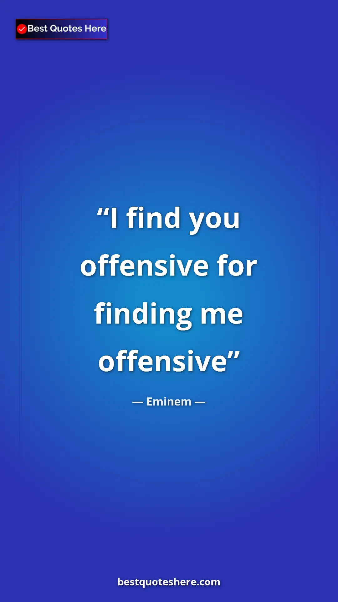 Pinterest quote poster by Eminem: "I find you offensive for finding me offensive"