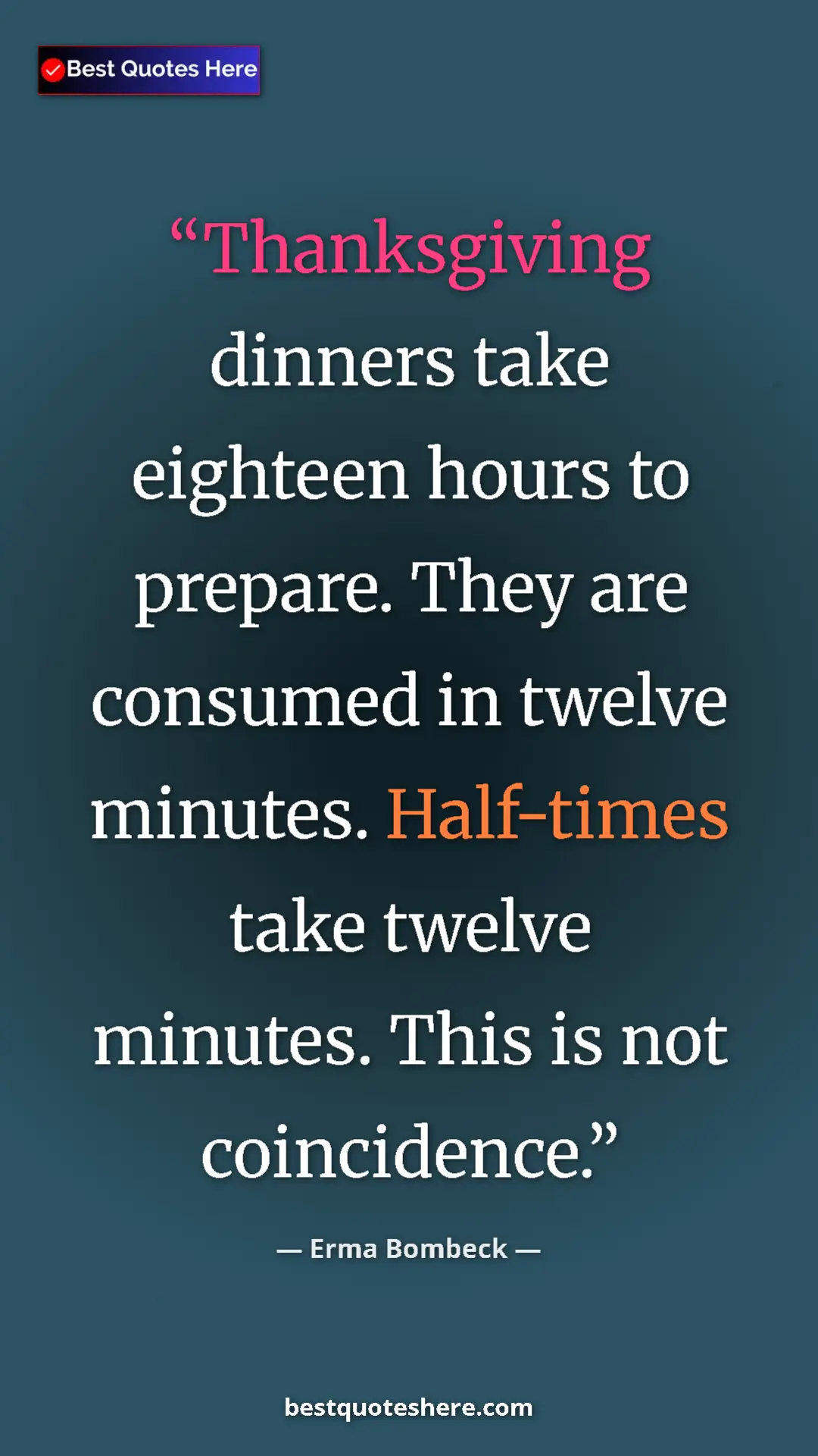 Pinterest quote poster by Erma Bombeck: "Thanksgiving dinners take eighteen hours to prepare. They..."
