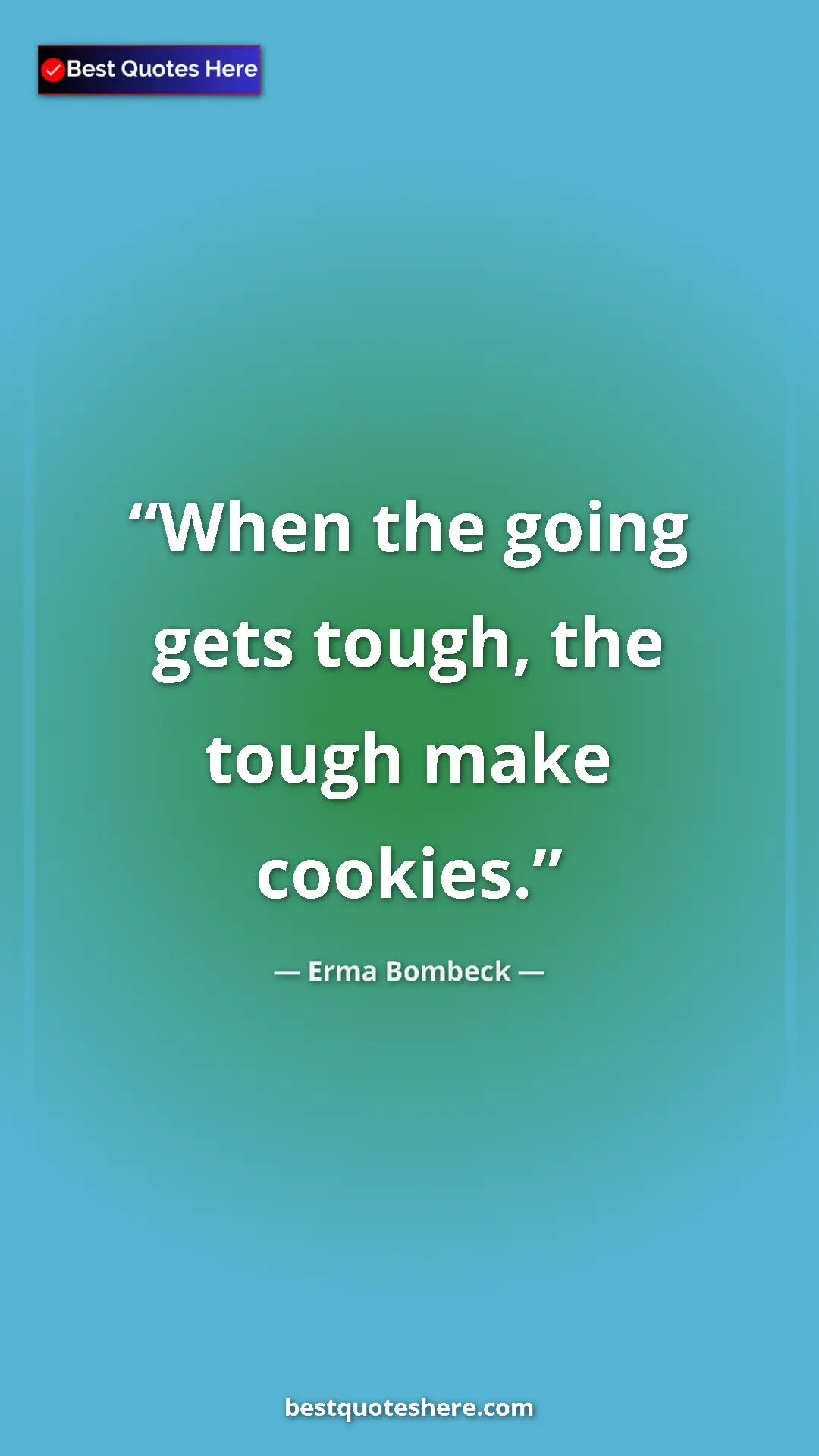 Pinterest quote poster by Erma Bombeck: "When the going gets tough, the tough make cookies."