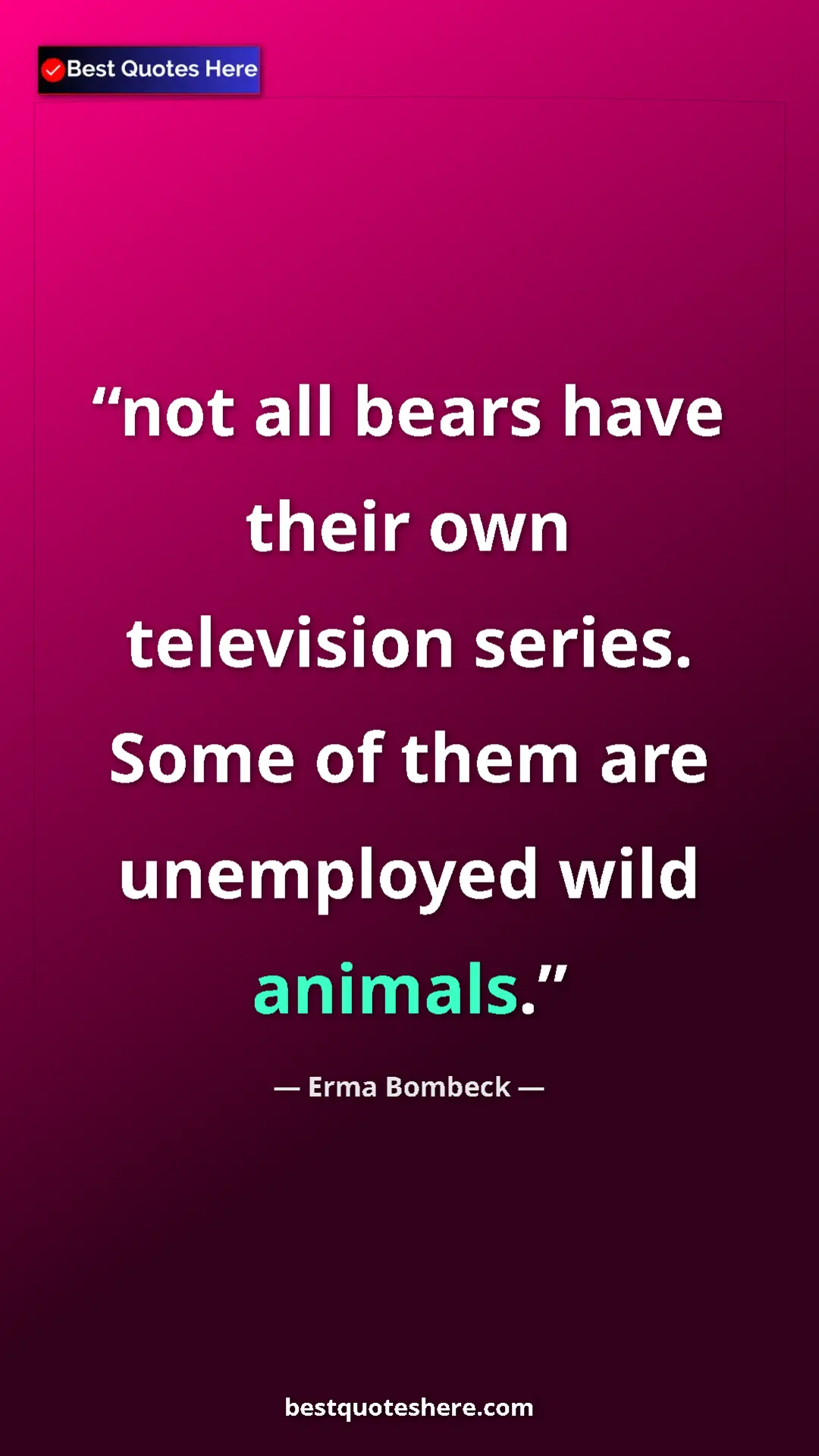 Erma Bombeck Quote Card: "not all bears have their own television series. Some of them" Pinterest quote poster by Erma Bombeck: "not all bears have their own television series. Some of them"